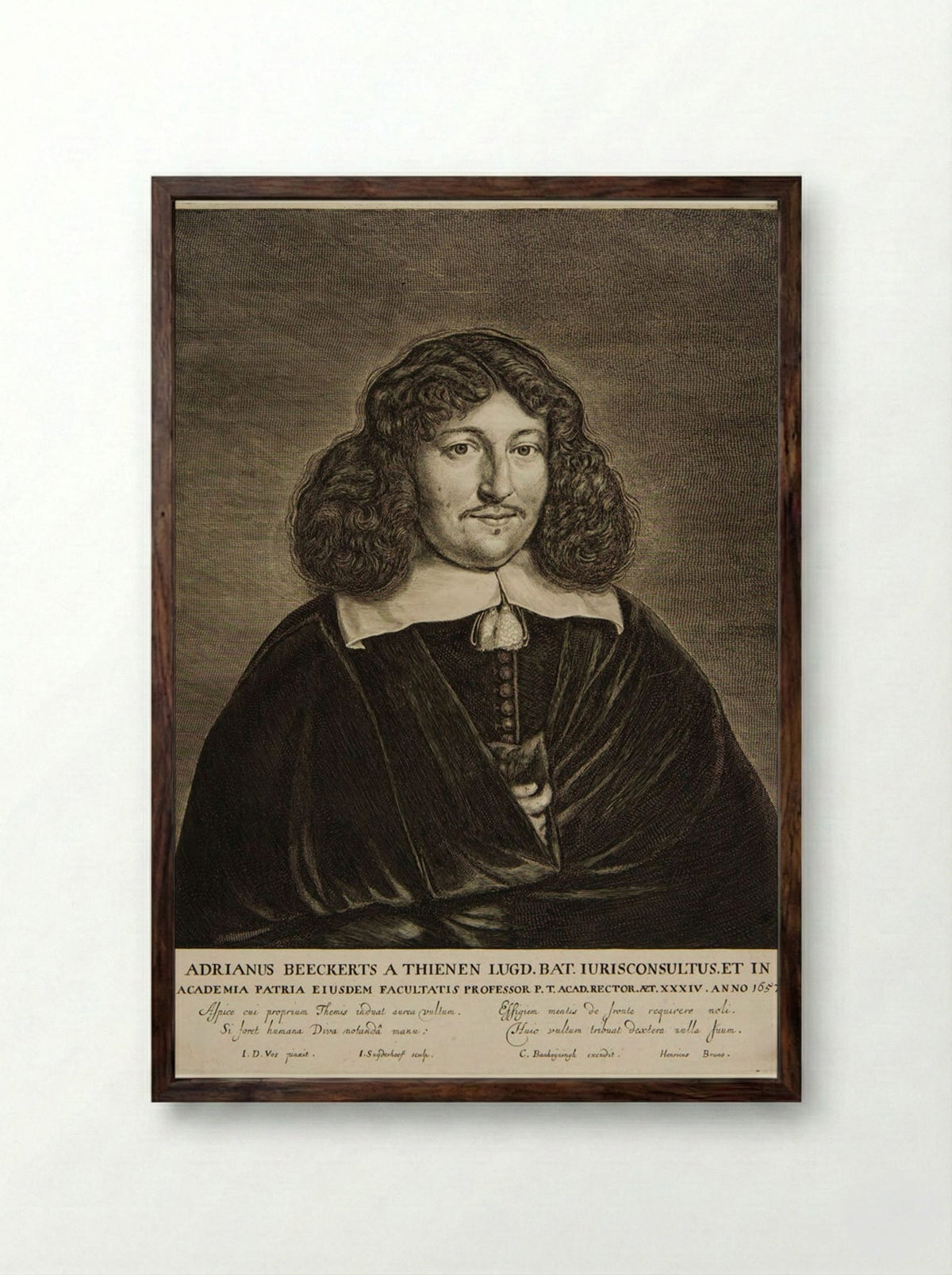 Portrait of Adrianus Beeckerts a Thienen - Jonas Suyderhoef - Framed Print Dark Wood