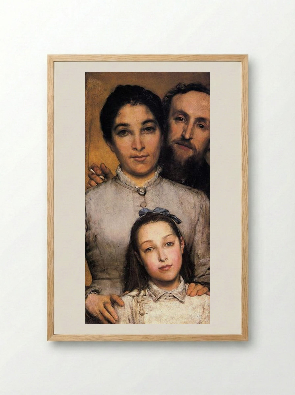 Portrait of Aime Jules Dalou, his Wife and Daughter - Sir Lawrence Alma-Tadema - Framed Print Wood