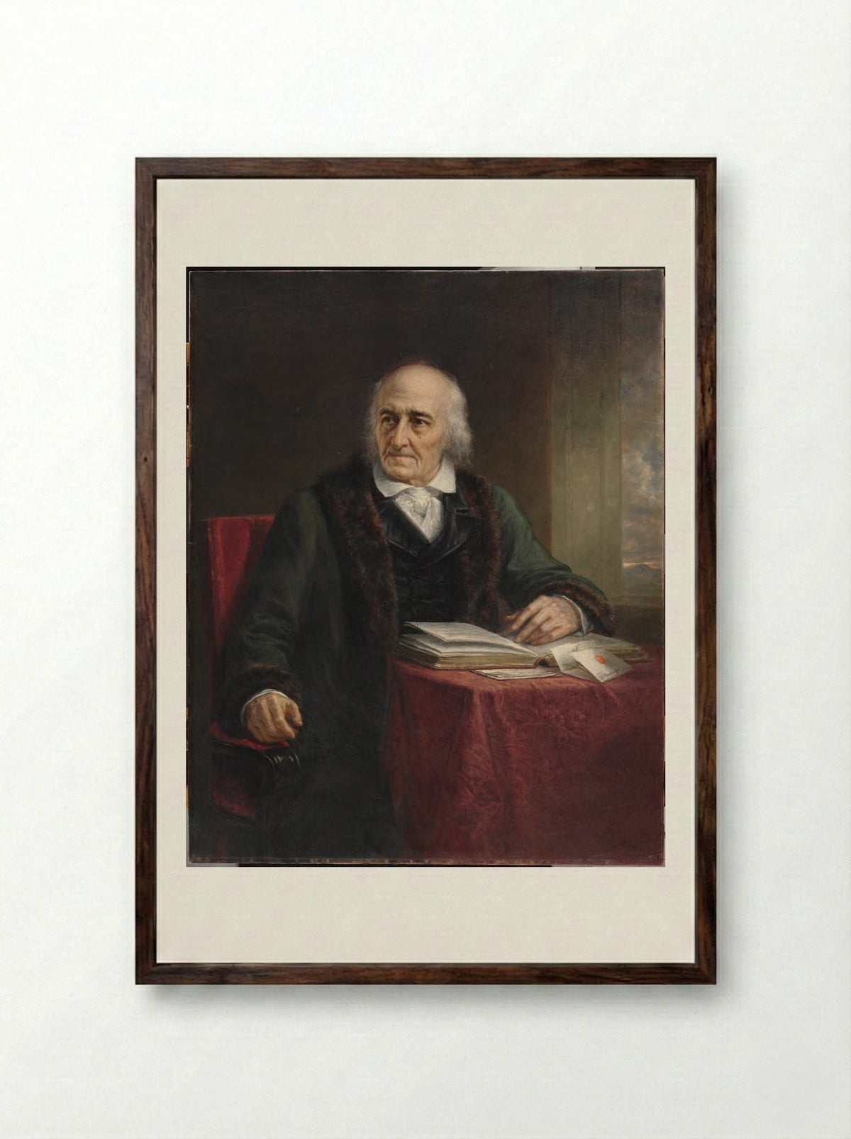 Portrait of Albert Gallatin - Daniel Huntington - Framed Print Dark Wood