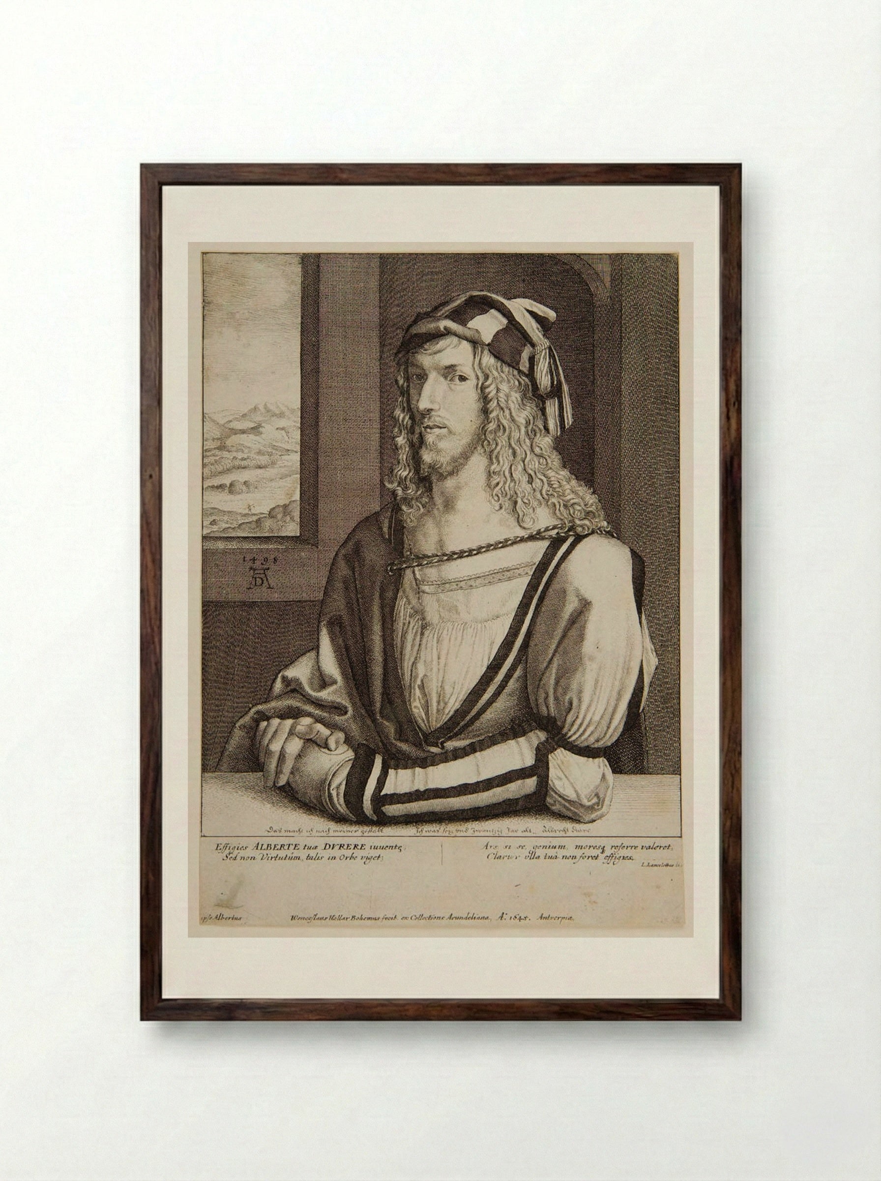 Portrait of Albrecht Dürer - Wenceslaus Hollar - Framed Print Dark Wood