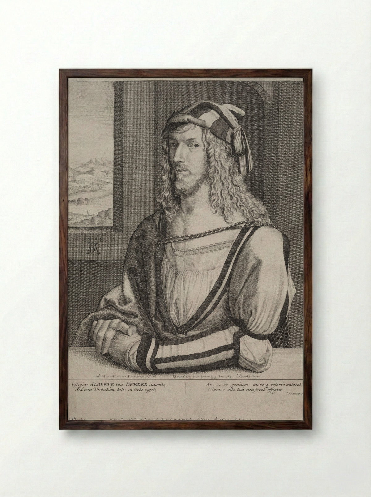 Portrait of Albrecht Dürer - Wenceslaus Hollar - Framed Print Dark Wood