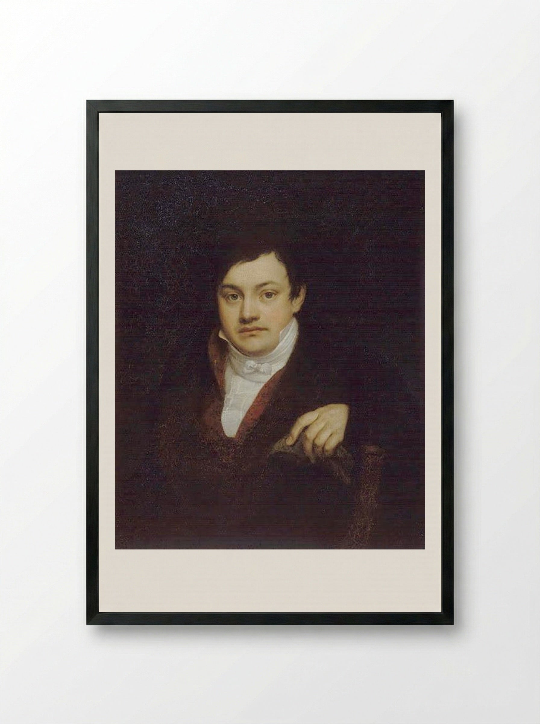 Portrait of Aleksey Ivanovich Kusov - Orest Kiprensky - Framed Print Black