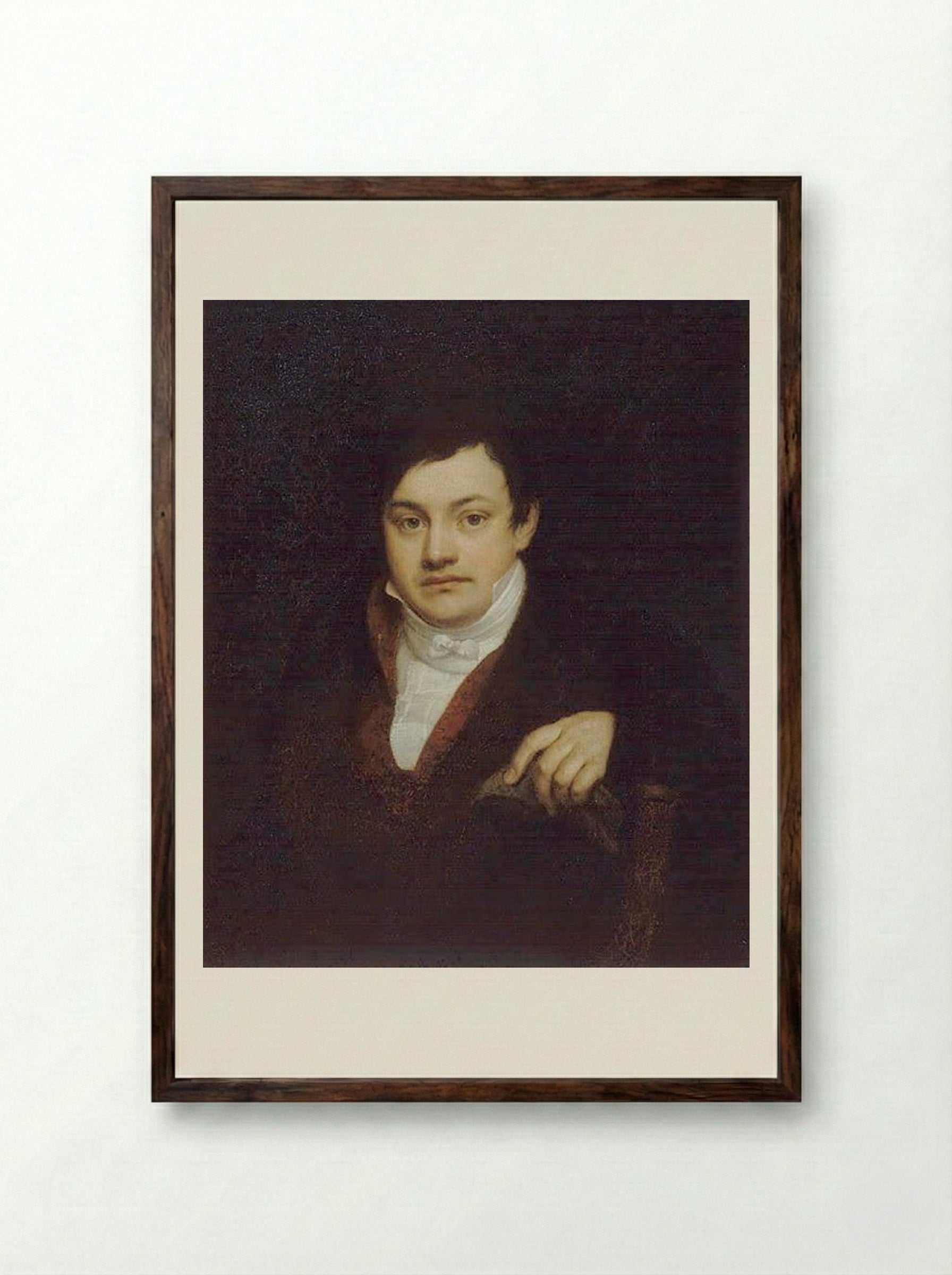 Portrait of Aleksey Ivanovich Kusov - Orest Kiprensky - Framed Print Dark Wood