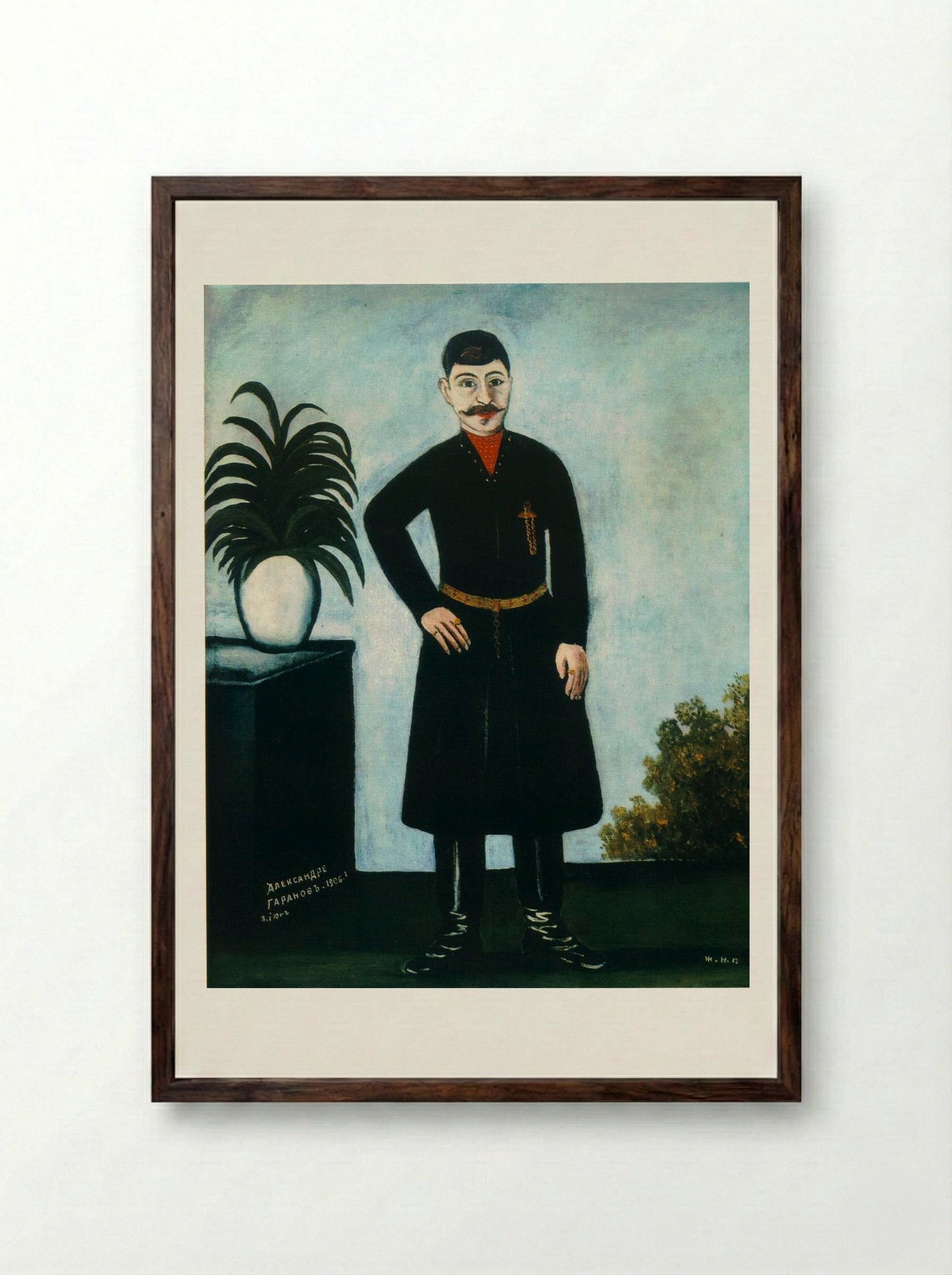 Portrait of Alexander Garanov - Niko Pirosmani - Framed Print Dark Wood