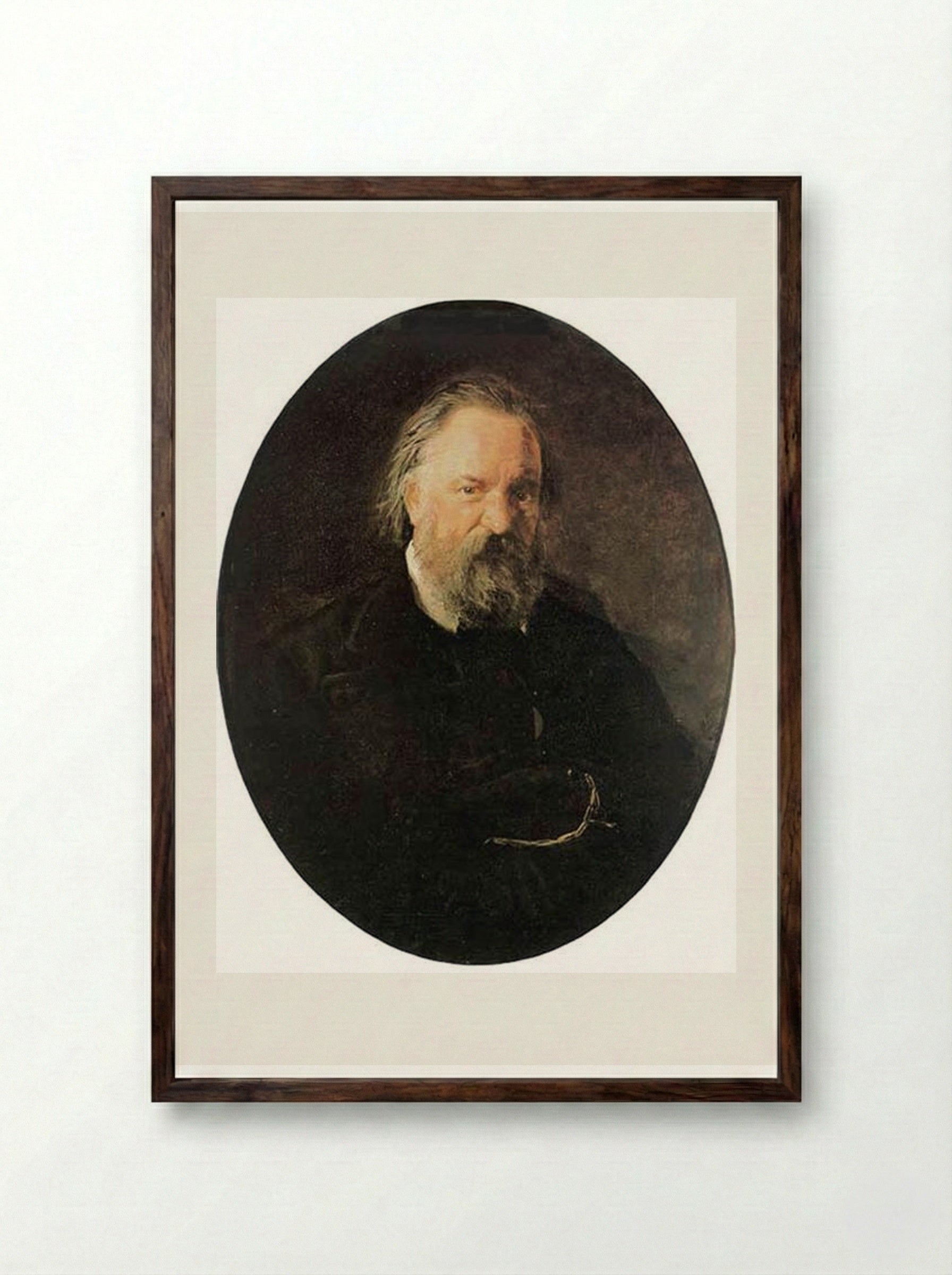 Portrait of Alexander Herzen - Nikolai Ge - Framed Print Dark Wood
