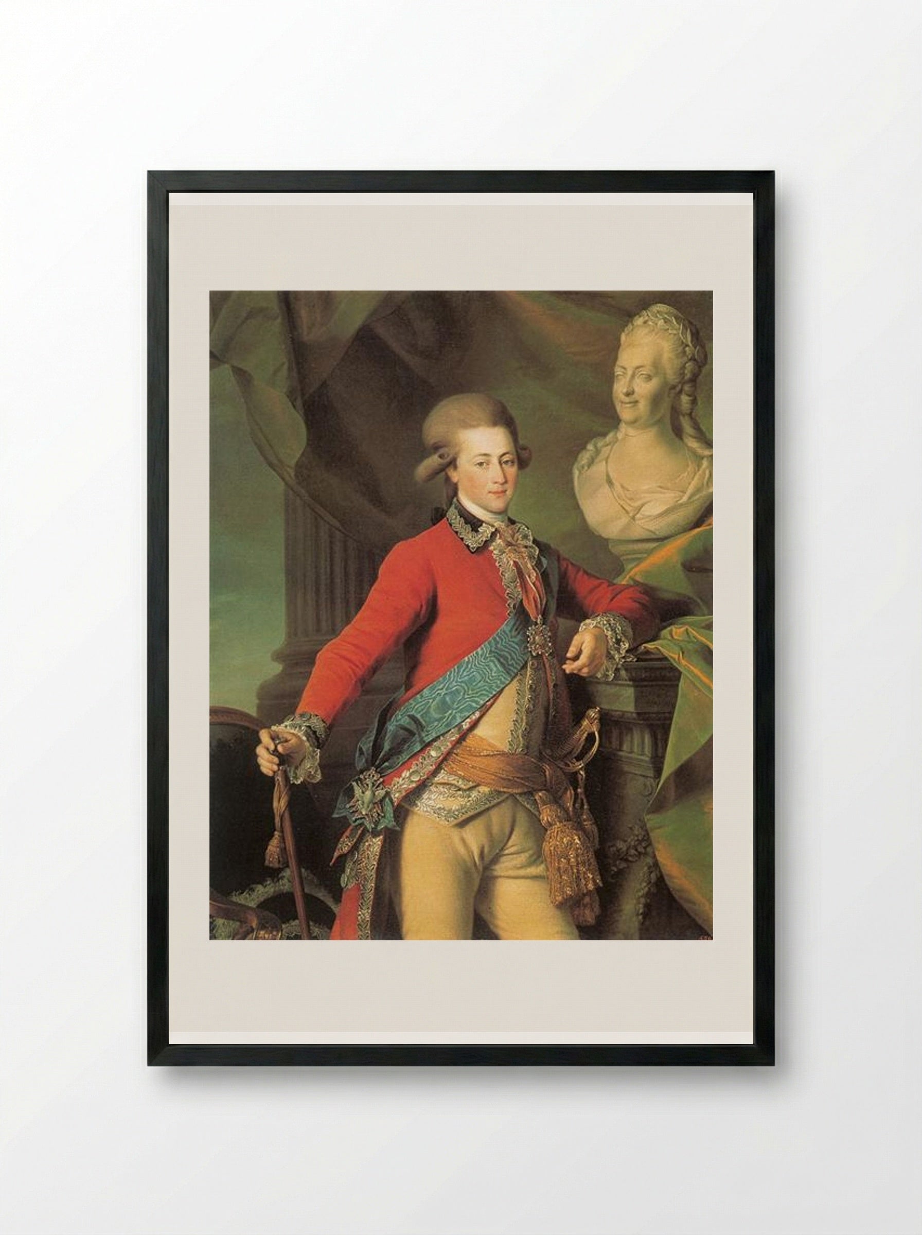 Portrait of Alexander Lanskoy, Aide-de-camp to the Empress - Dmitry Levitzky - Framed Print Black