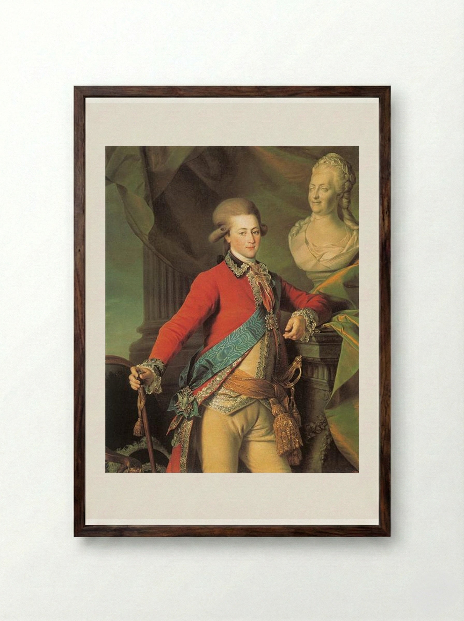 Portrait of Alexander Lanskoy, Aide-de-camp to the Empress - Dmitry Levitzky - Framed Print Dark Wood