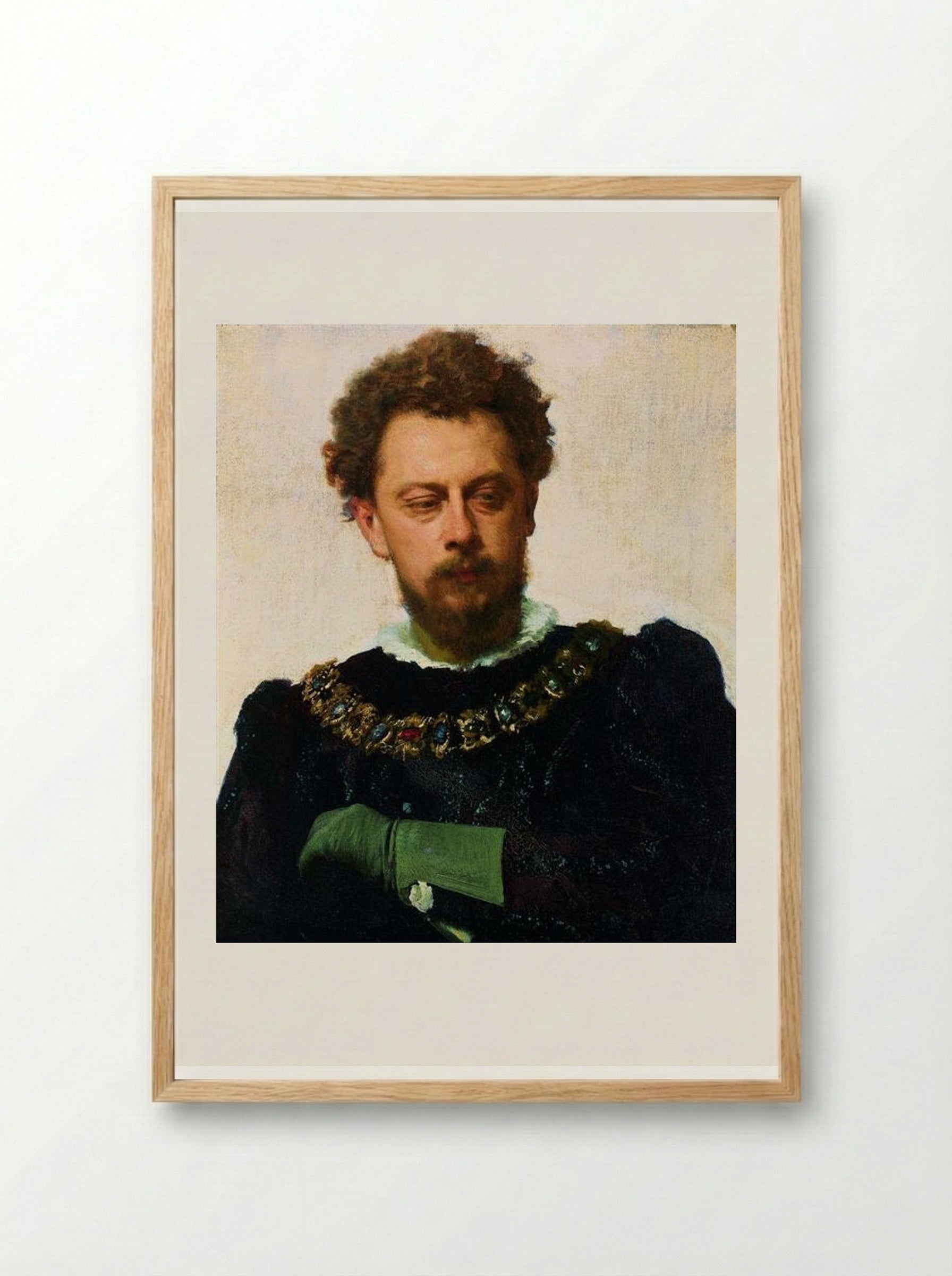 Portrait of Alexander Lensky as Petruchio - Ivan Kramskoy - Framed Print Wood