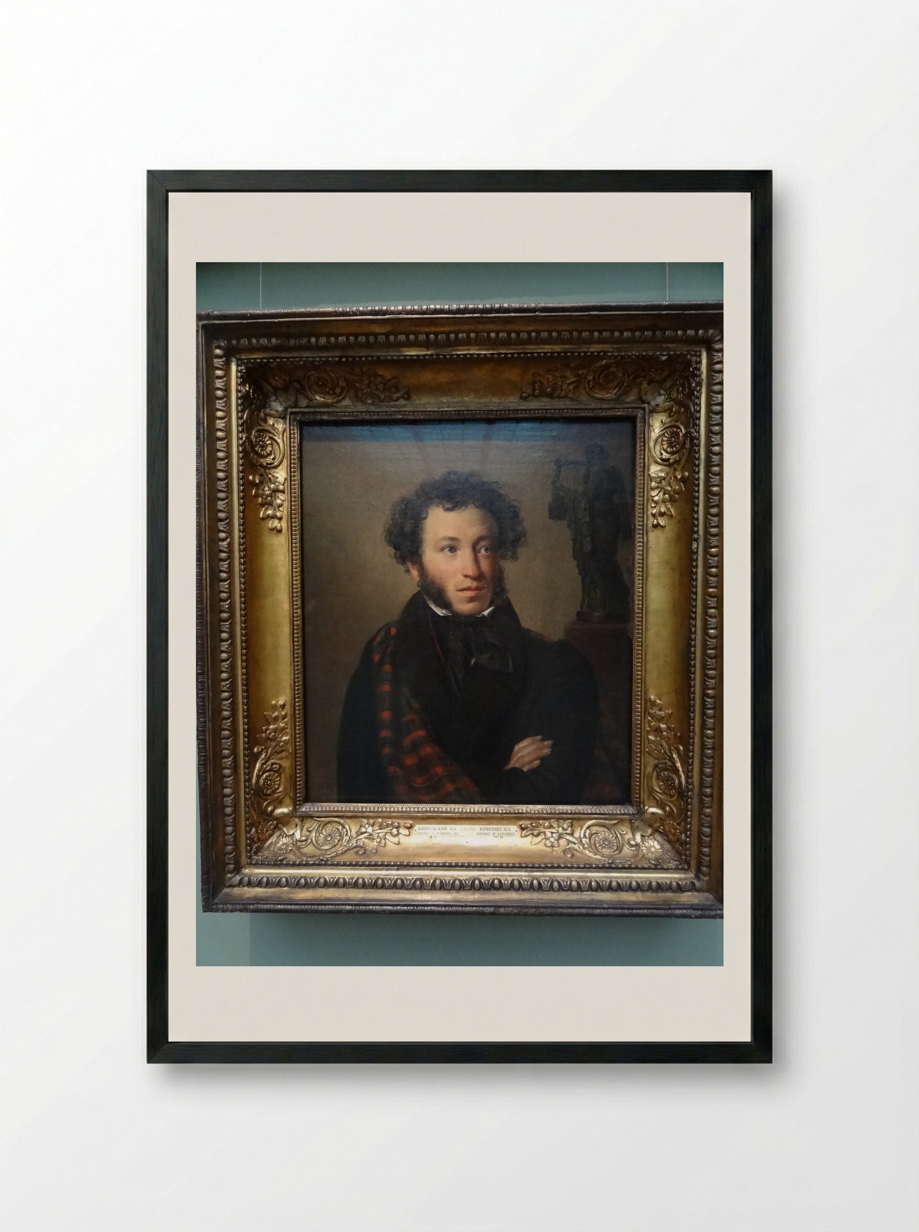 Portrait of Alexander Pushkin - Orest Kiprensky - Framed Print Black
