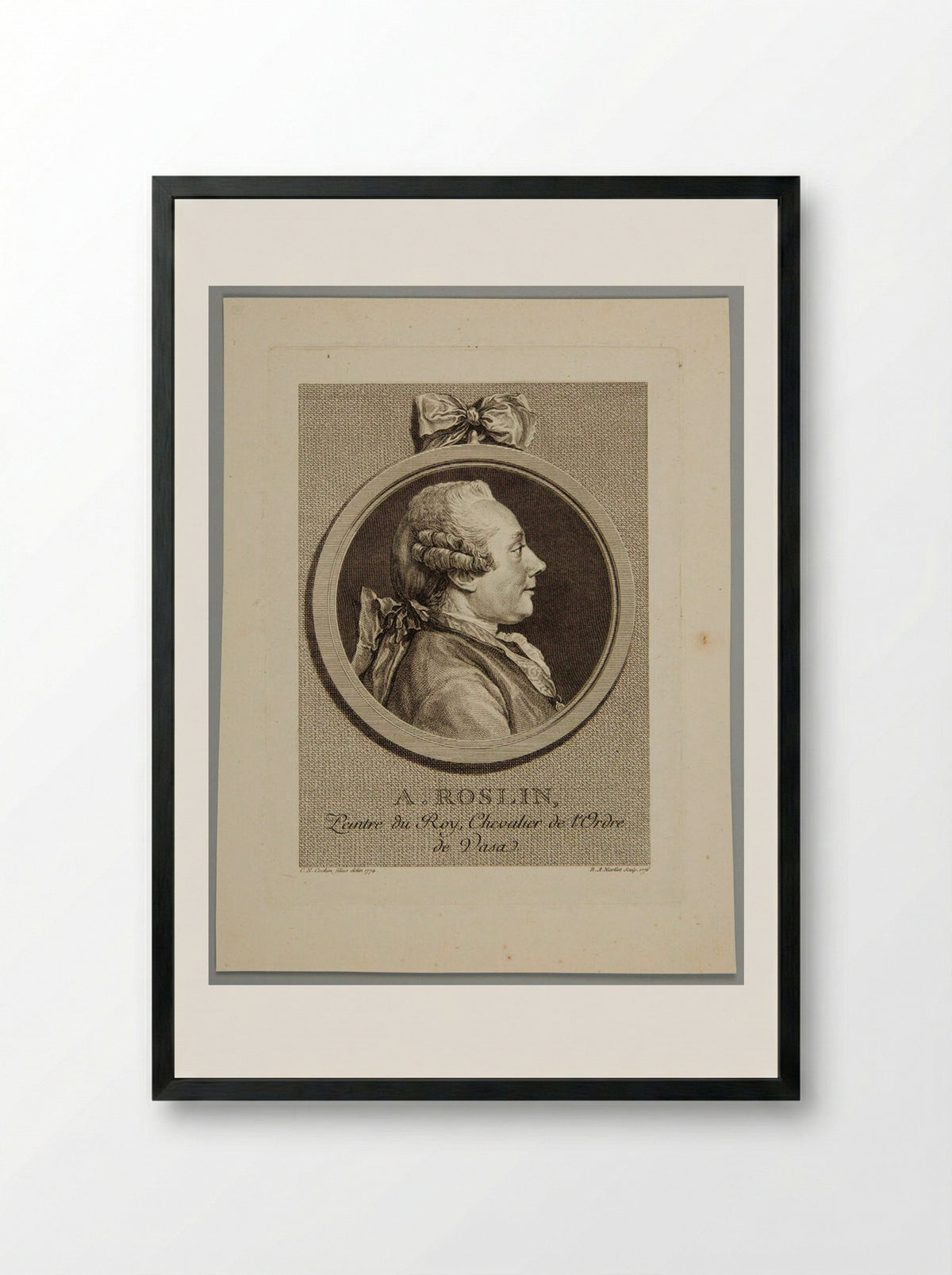 Portrait of Alexander Roslin - Bernard Antoine Nicollet - Framed Print Black