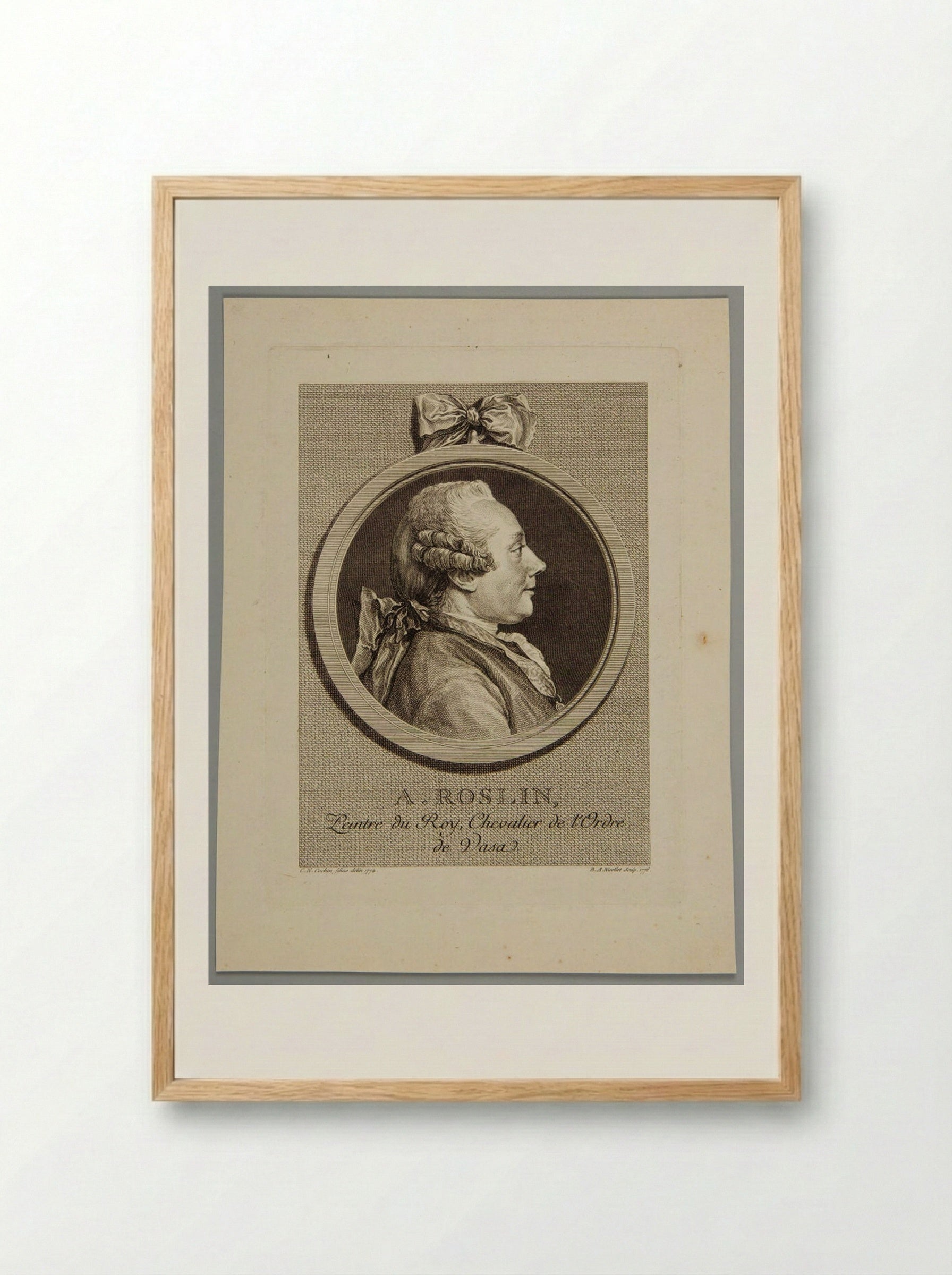 Portrait of Alexander Roslin - Bernard Antoine Nicollet - Framed Print Wood