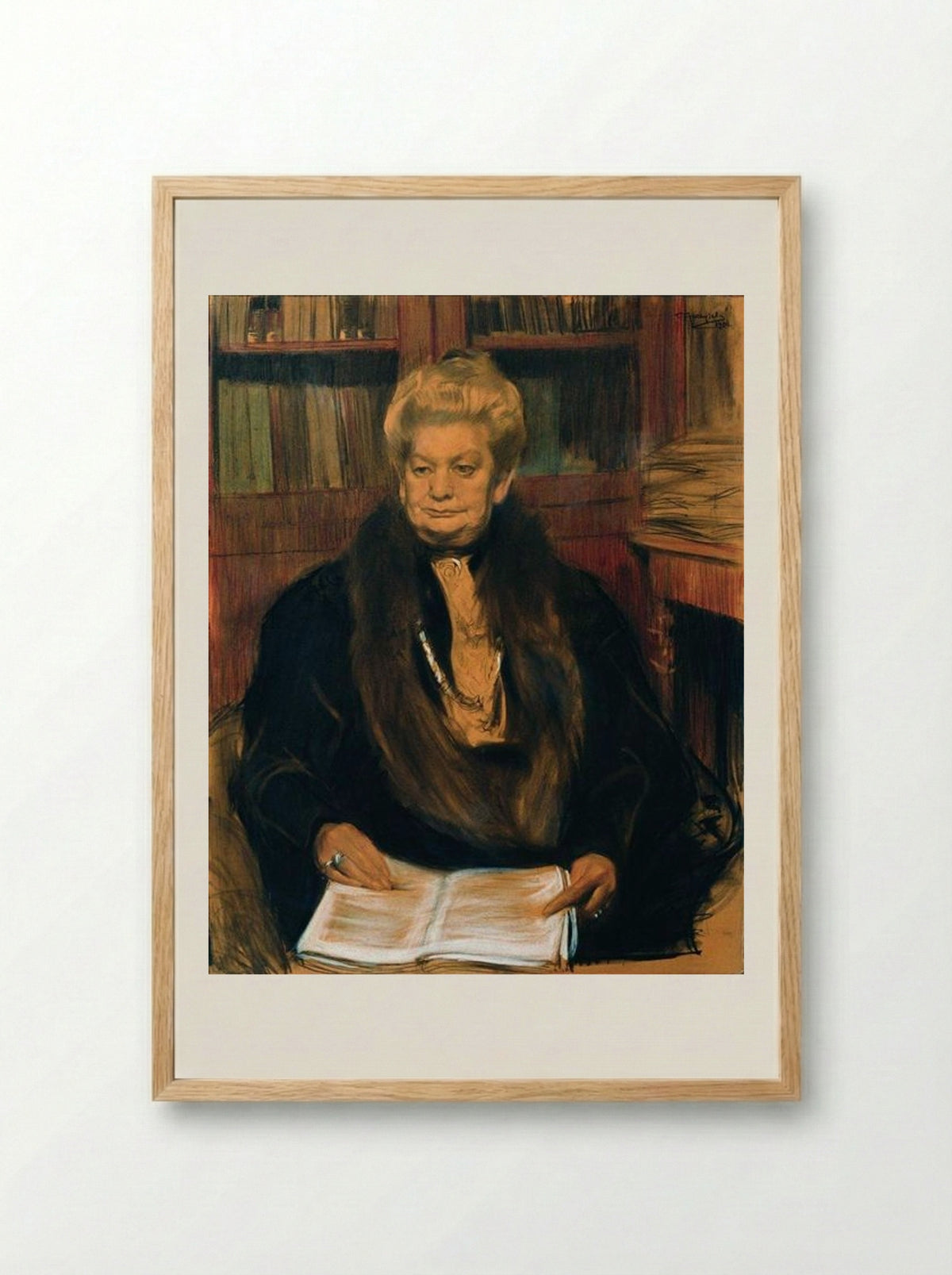 Portrait of Alexandra Vasilevny Schwartz - Boris Kustodiev - Framed Print Wood