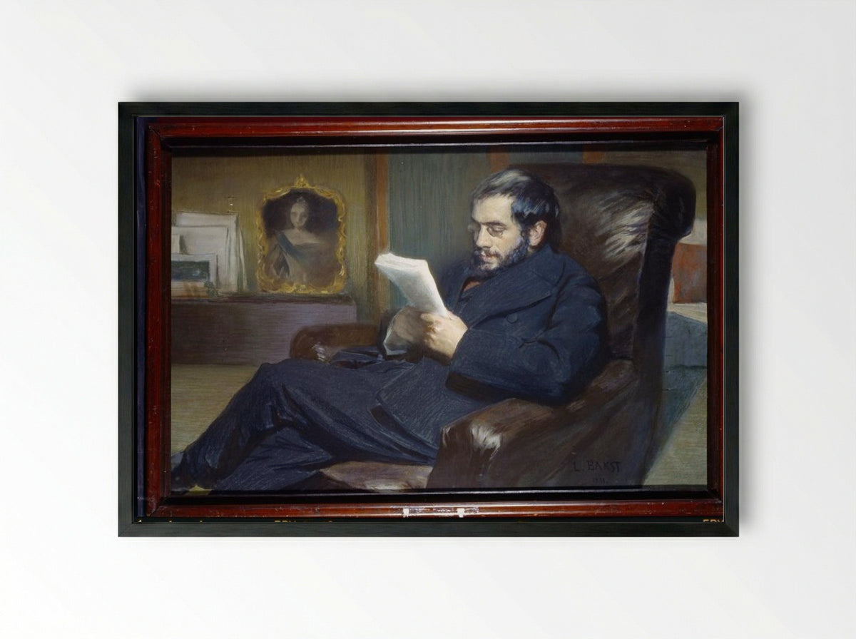 Portrait of Alexandre Benois - Leon Bakst - Framed Print Black