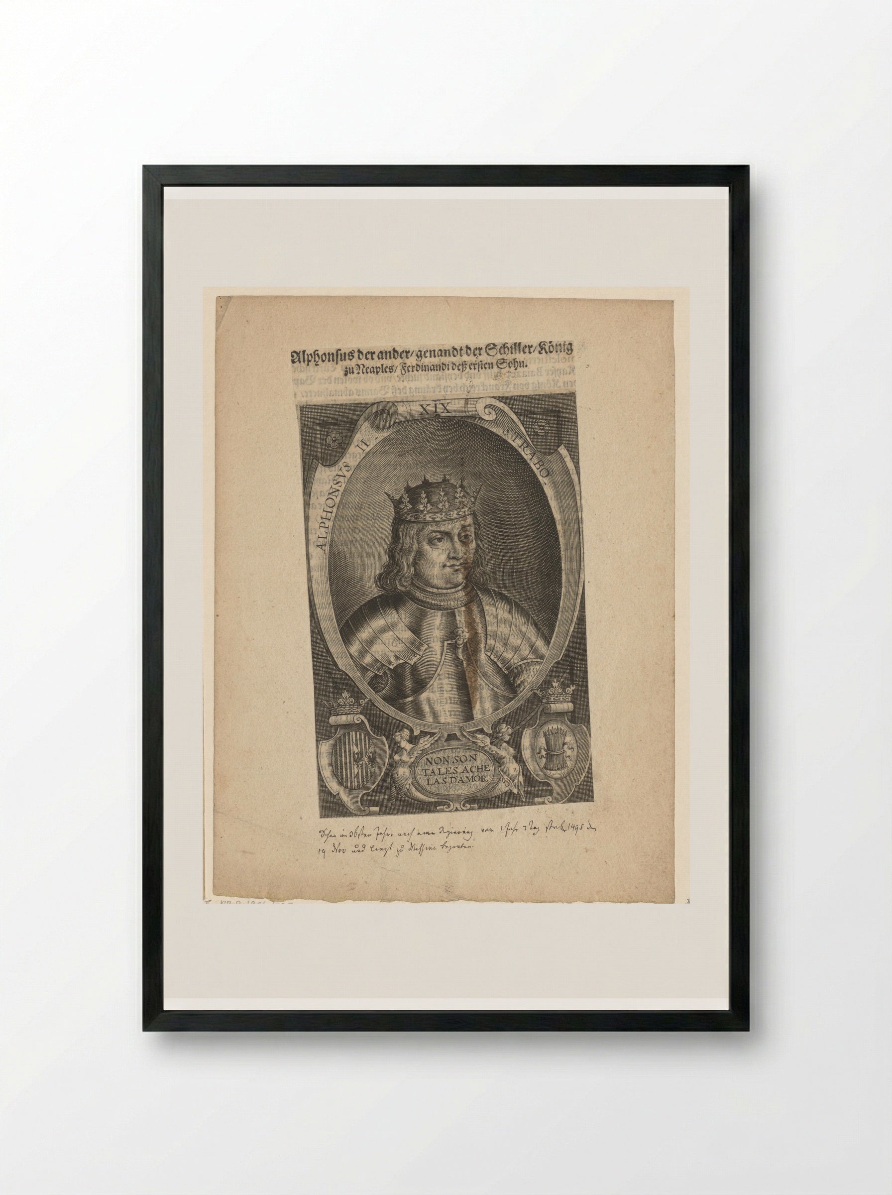 Portrait of Alfonso II of Naples - Lucas Kilian - Framed Print Black