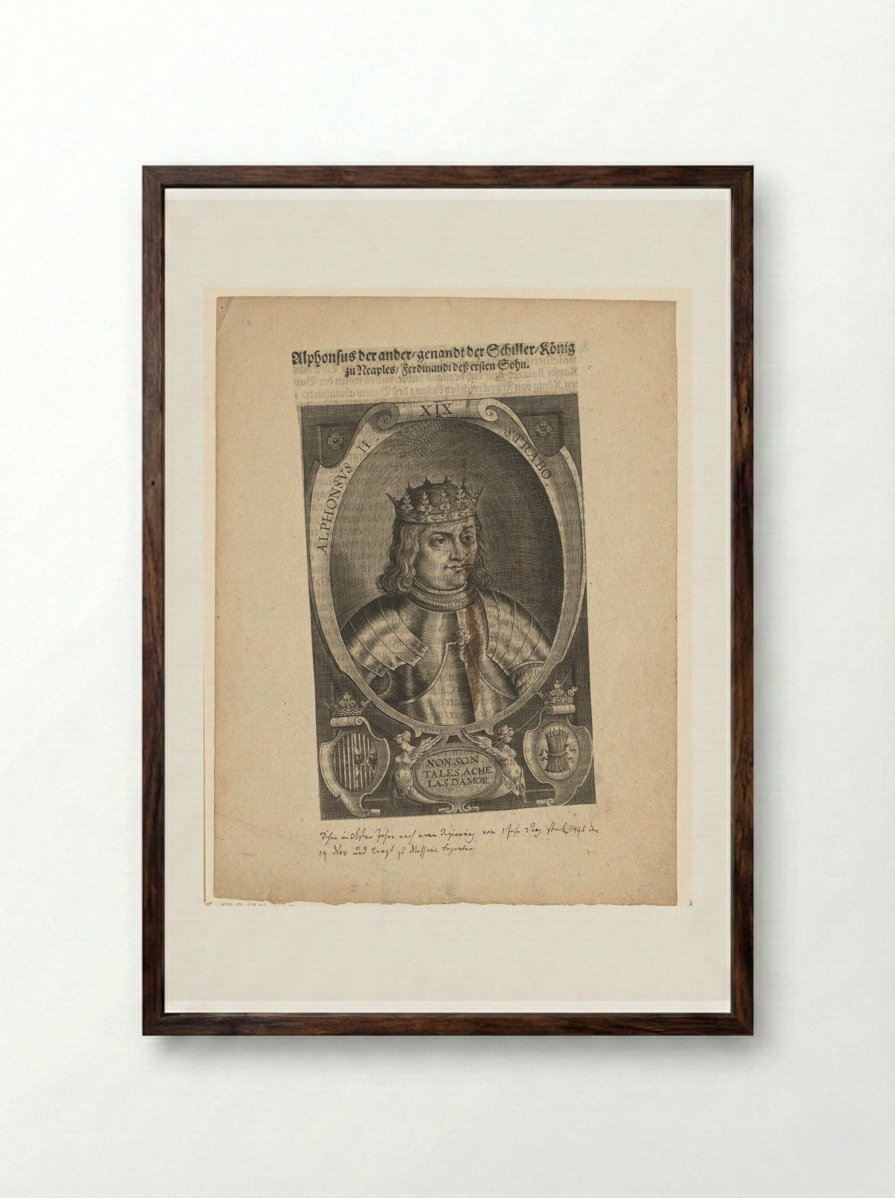 Portrait of Alfonso II of Naples - Lucas Kilian - Framed Print Dark Wood