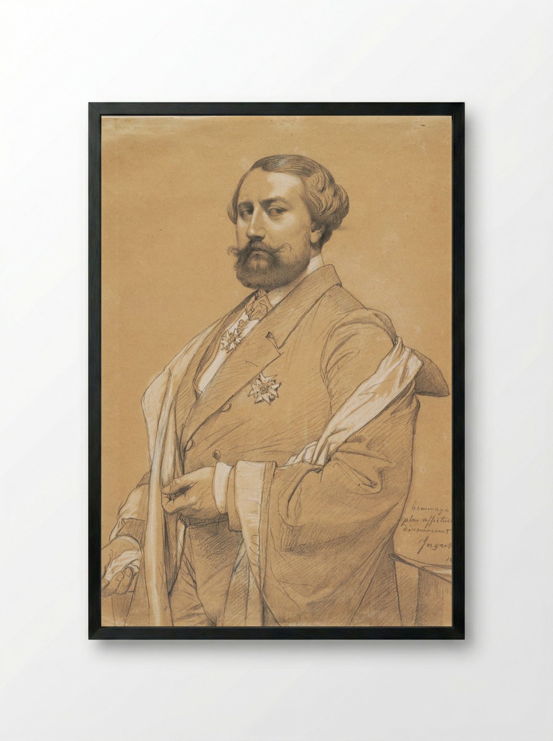 Portrait of Alfred-Emilien O'Hara, Comte de Nieuwerkerke - Jean-Auguste-Dominique Ingres - Framed Print Black