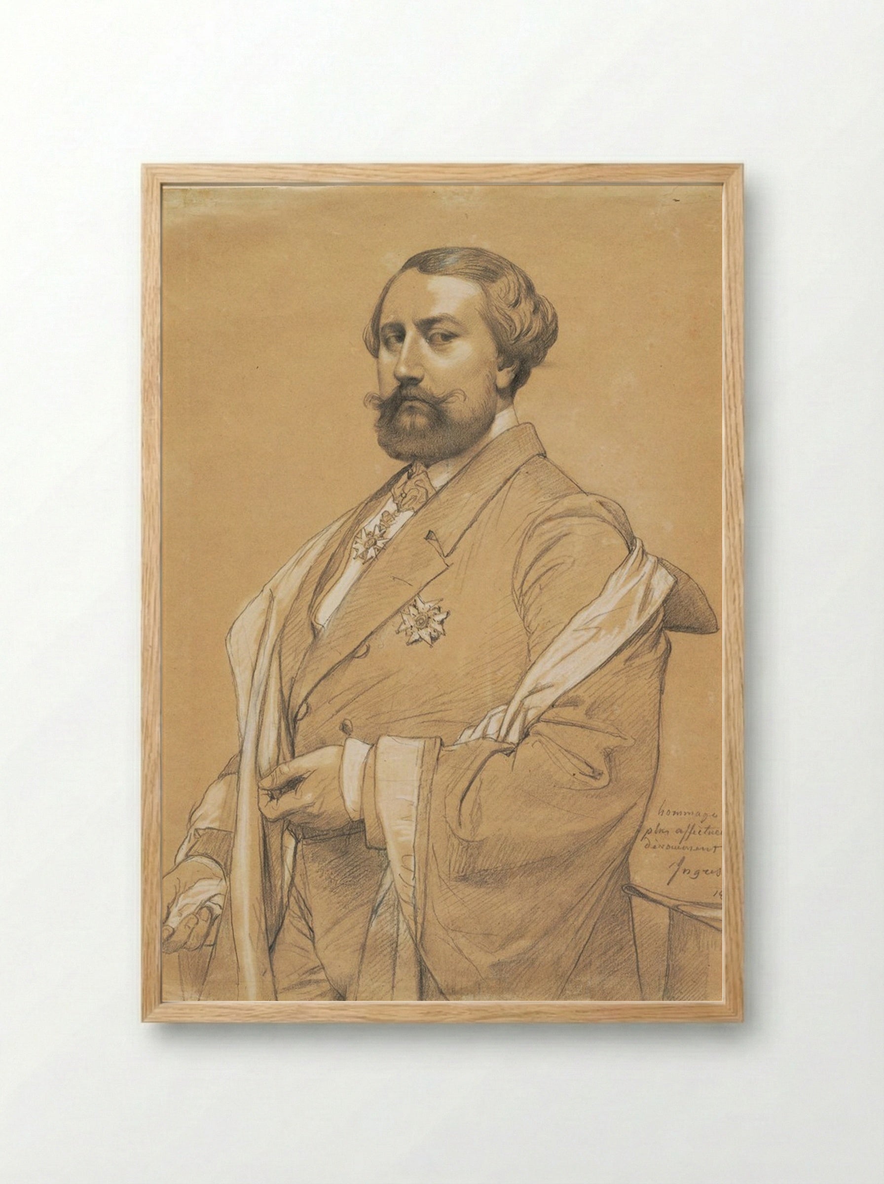 Portrait of Alfred-Emilien O'Hara, Comte de Nieuwerkerke - Jean-Auguste-Dominique Ingres - Framed Print Wood