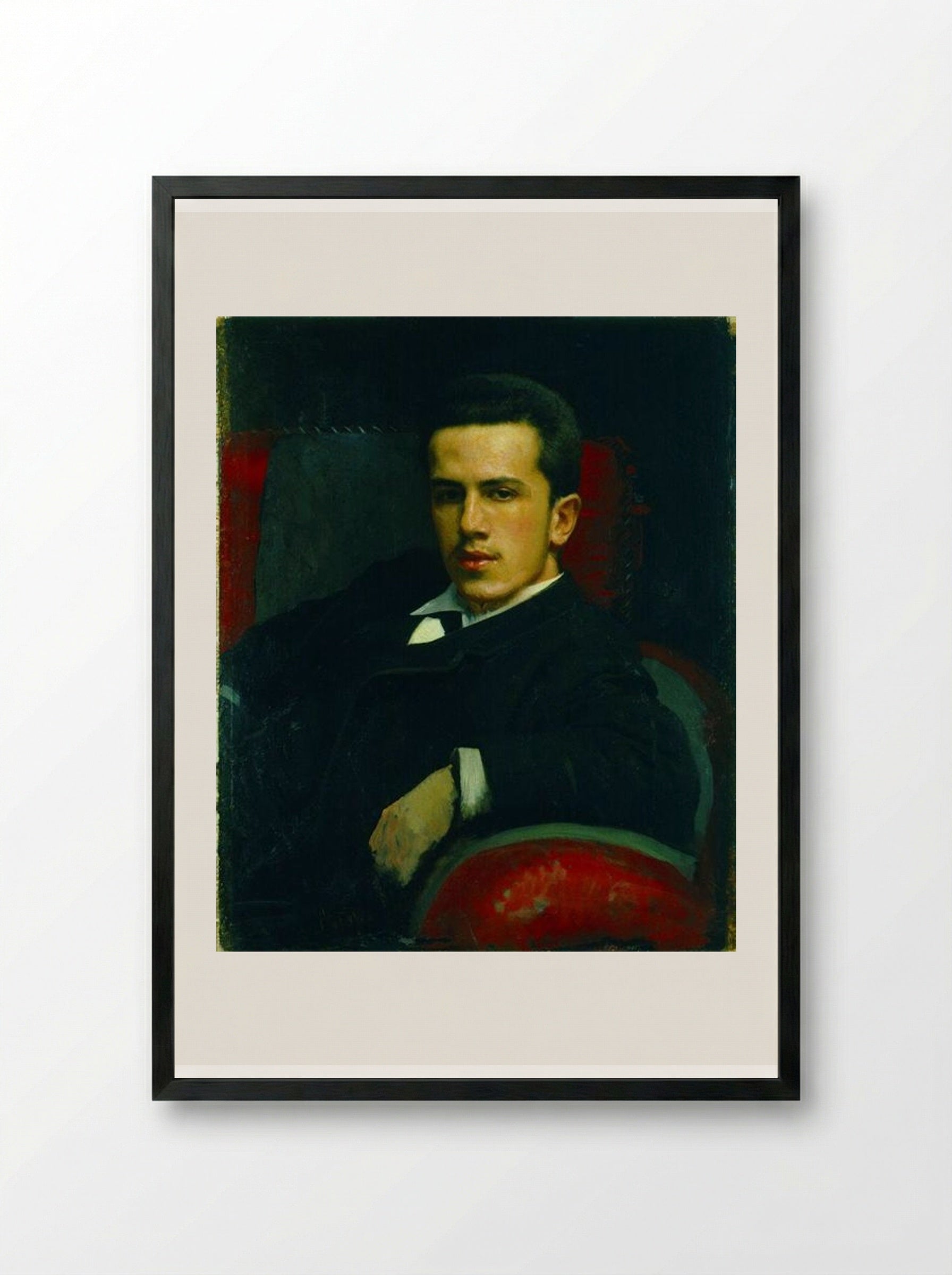 Portrait of Anatoly Kramskoy, the Artist's Son - Ivan Kramskoy - Framed Print Black