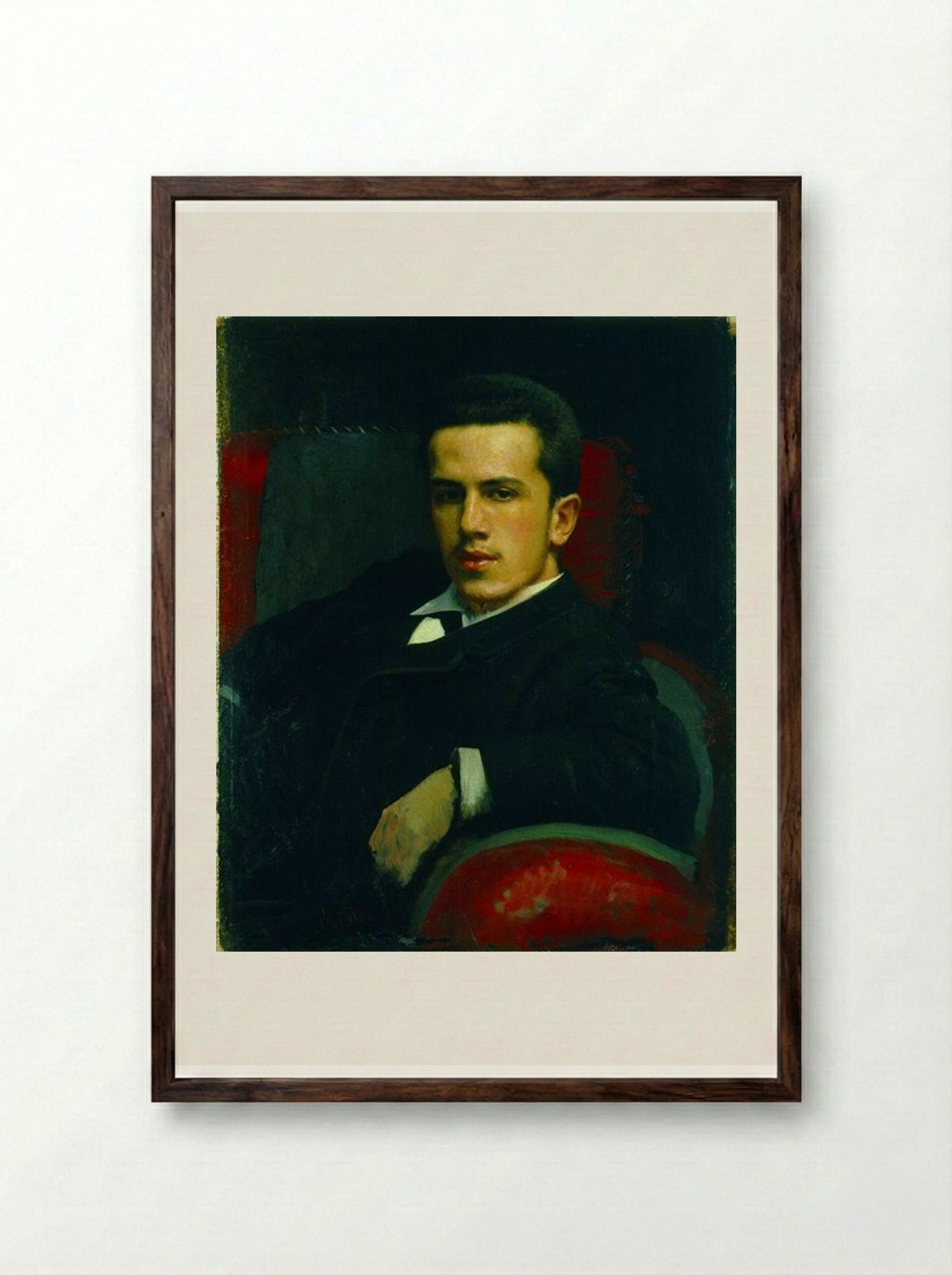Portrait of Anatoly Kramskoy, the Artist's Son - Ivan Kramskoy - Framed Print Dark Wood