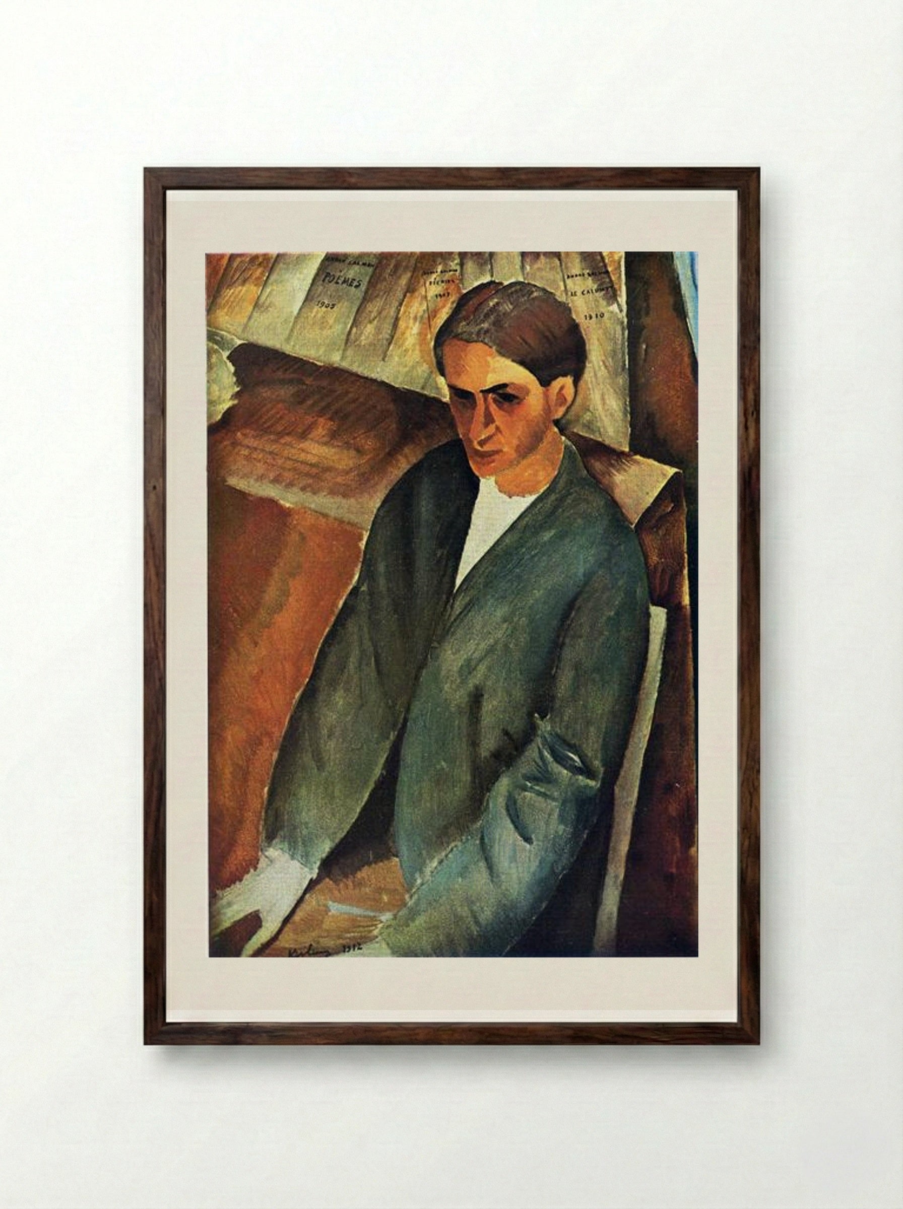 Portrait of André Salmon - Moïse Kisling - Framed Print Dark Wood
