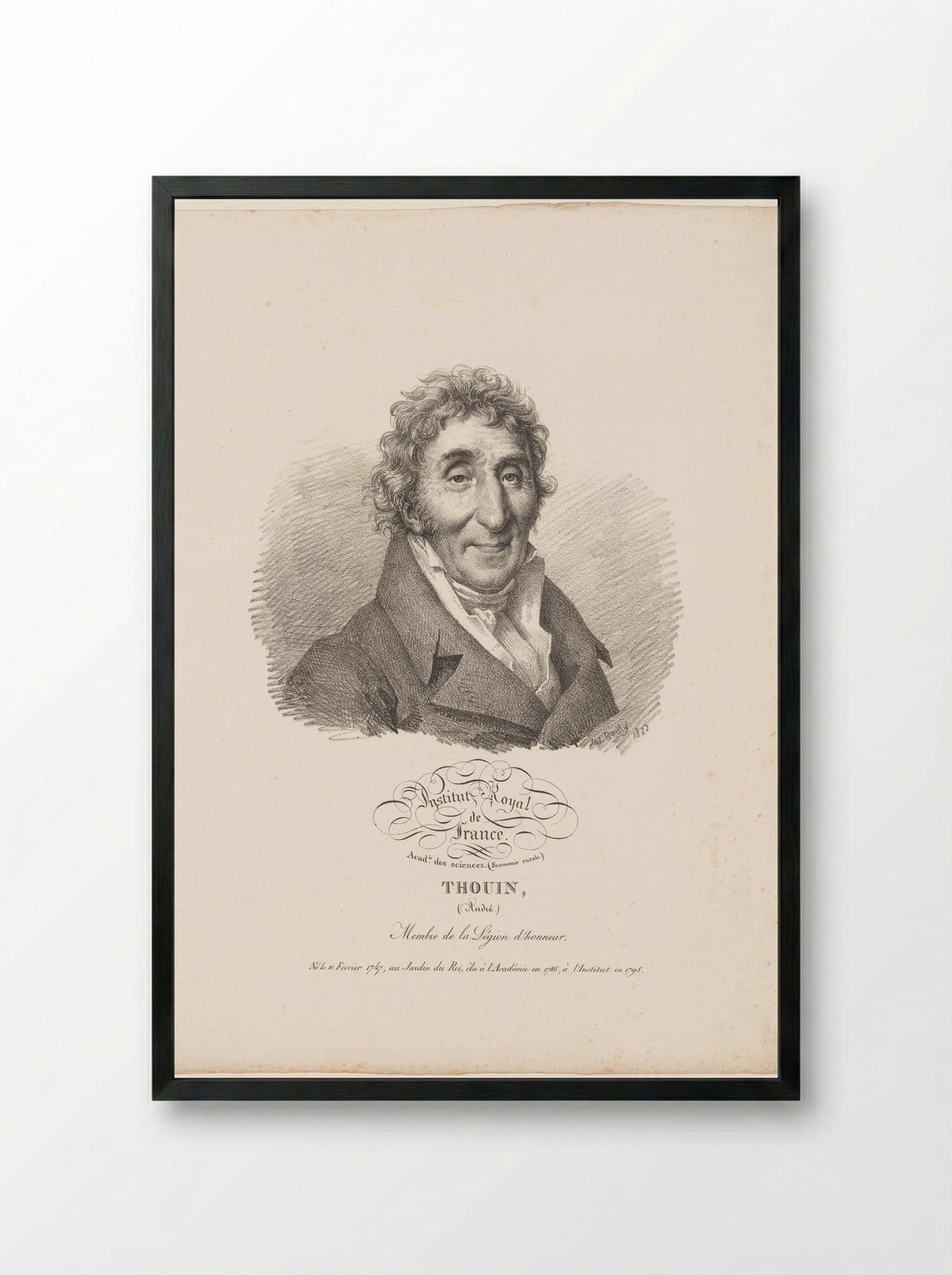 Portrait of André Thouin - Antoine François Piéri-Bénard - Framed Print Black