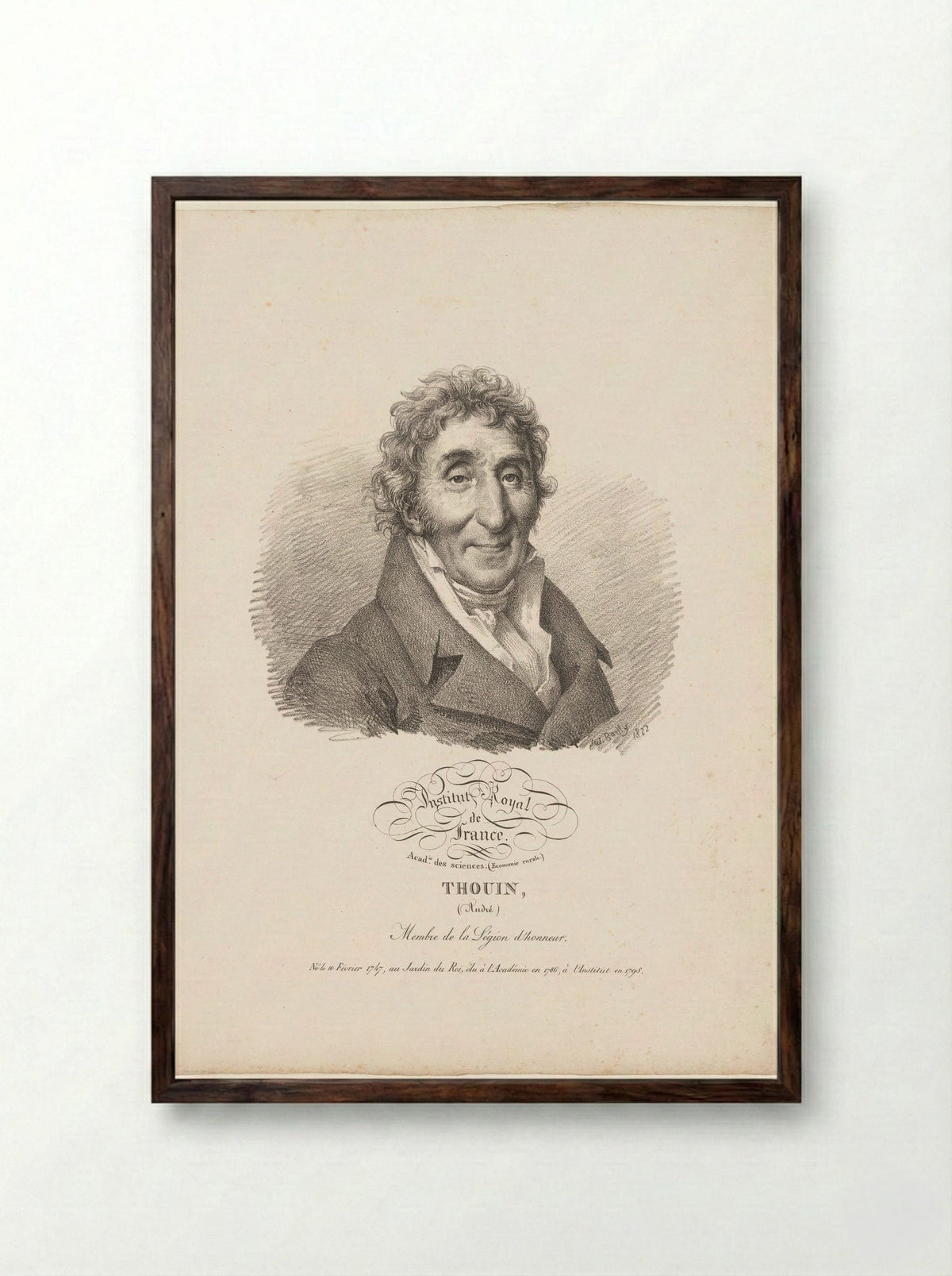 Portrait of André Thouin - Antoine François Piéri-Bénard - Framed Print Dark Wood