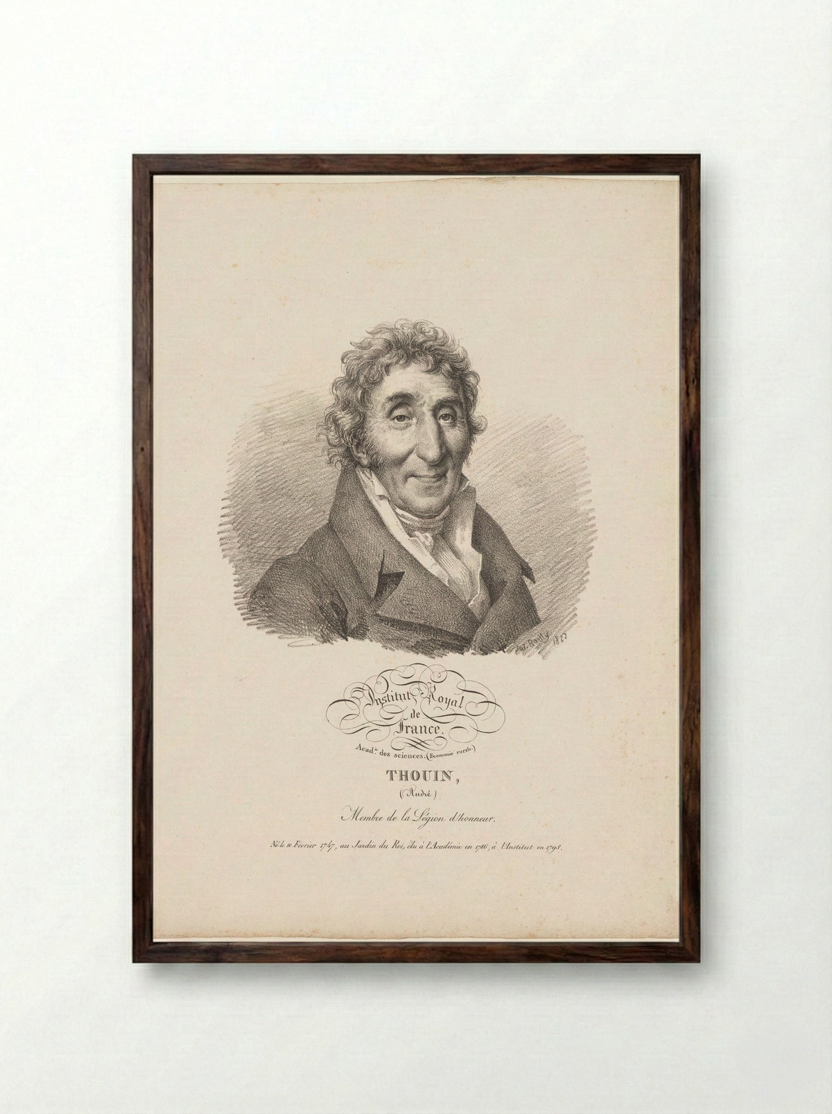 Portrait of André Thouin - Antoine François Piéri-Bénard - Framed Print Dark Wood