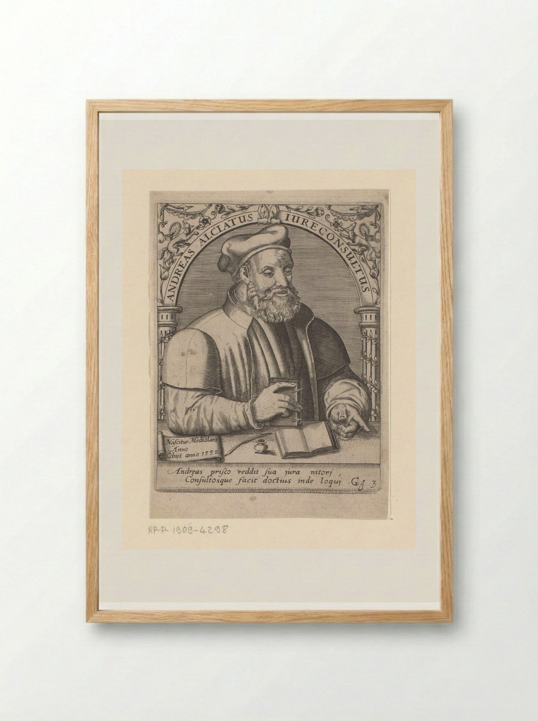 Portrait of Andrea Alciati - Johann Theodor de Bry - Framed Print Wood