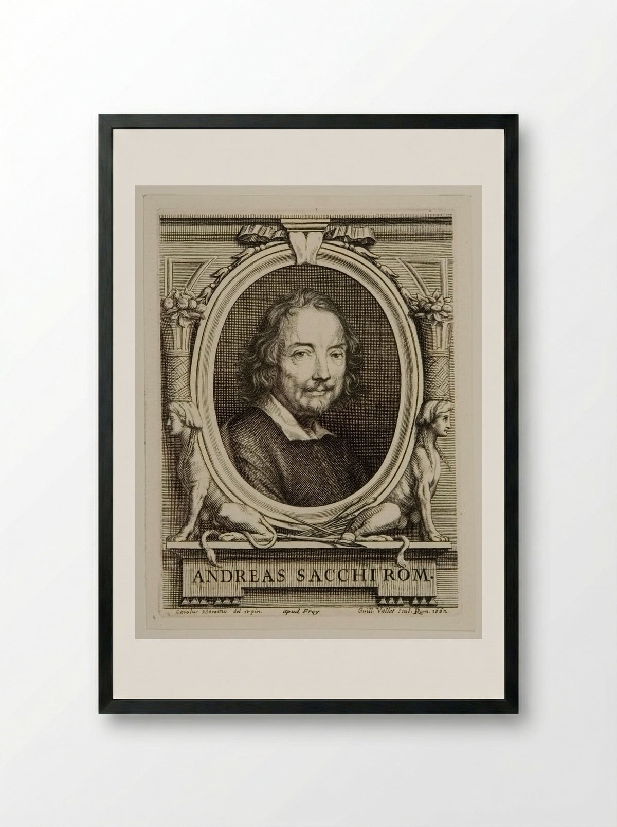 Portrait of Andrea Sacchi - Guillaume Vallet - Framed Print Black