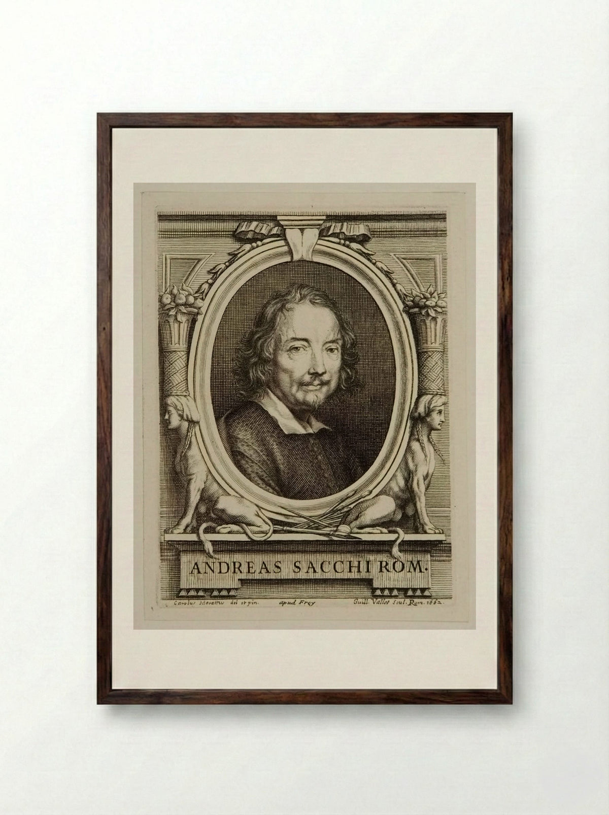 Portrait of Andrea Sacchi - Guillaume Vallet - Framed Print Dark Wood