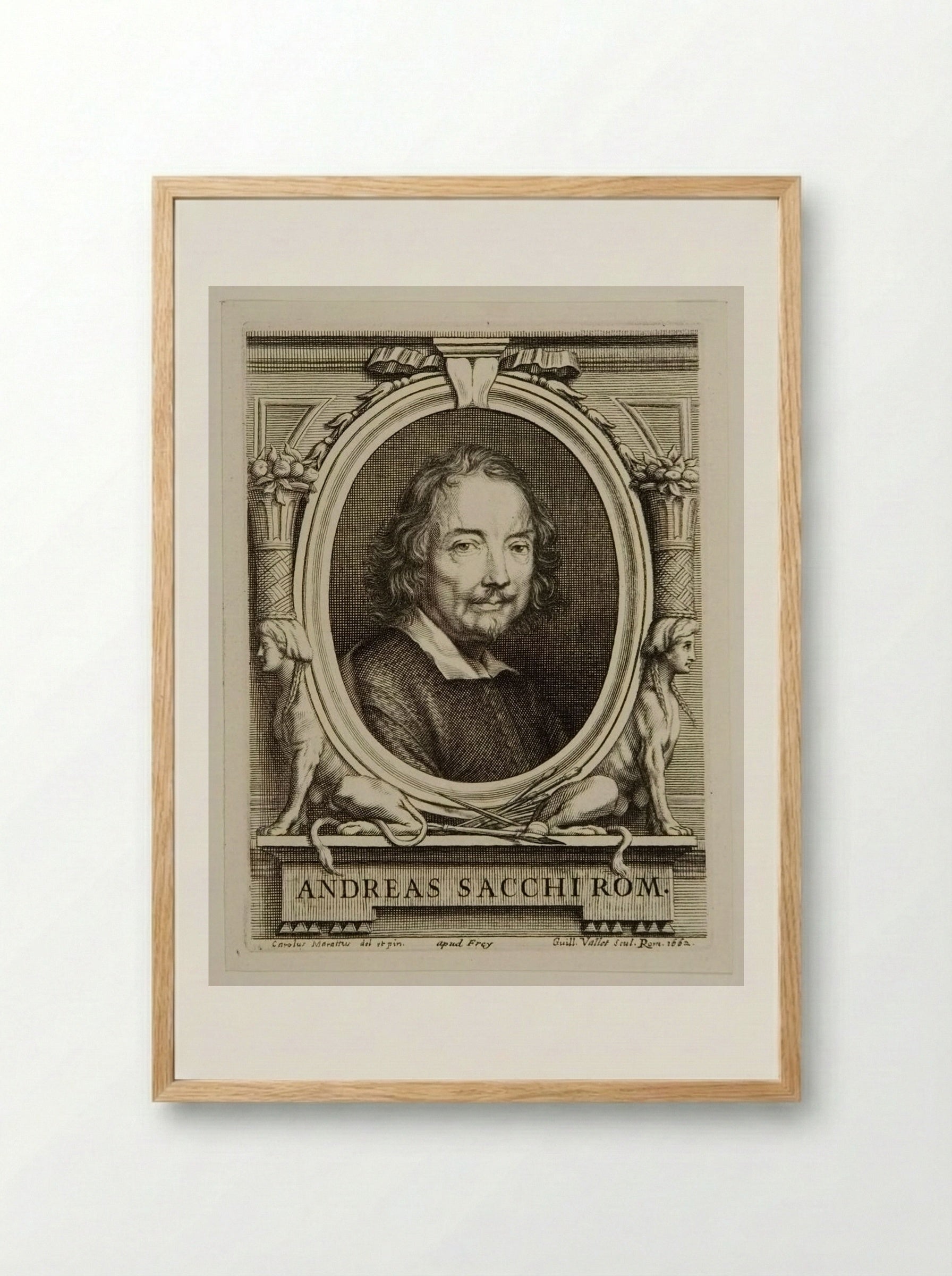 Portrait of Andrea Sacchi - Guillaume Vallet - Framed Print Wood