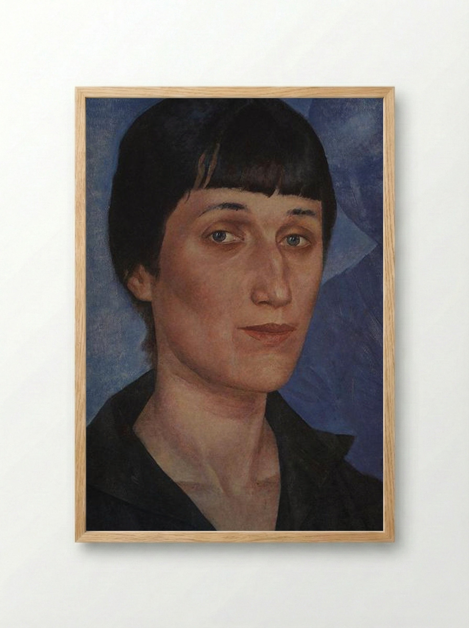 Portrait of Anna Akhmatova - Kuzma Petrov-Vodkin - Framed Print Wood