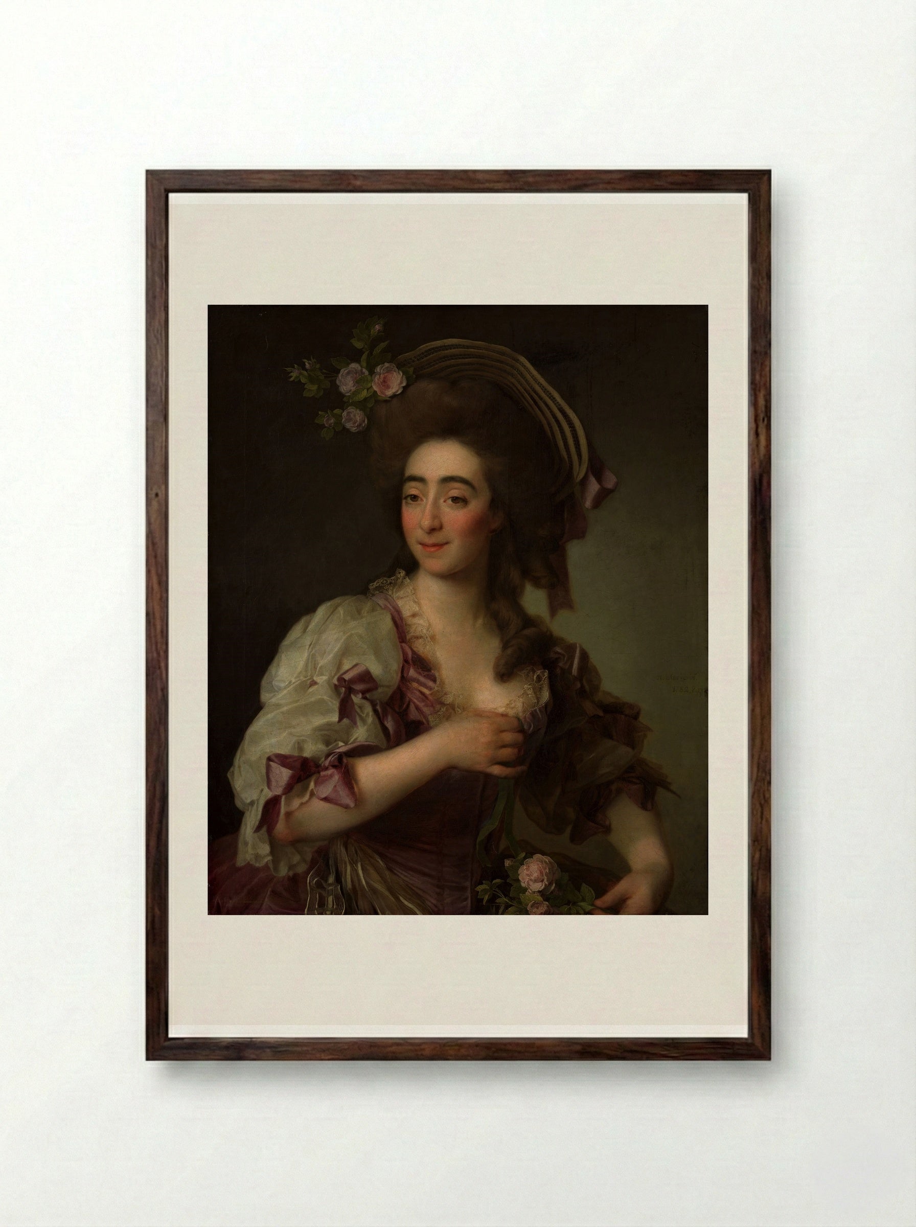 Portrait of Anna Davia (D'Avia) Bernucci - Dmitry Levitzky - Framed Print Dark Wood