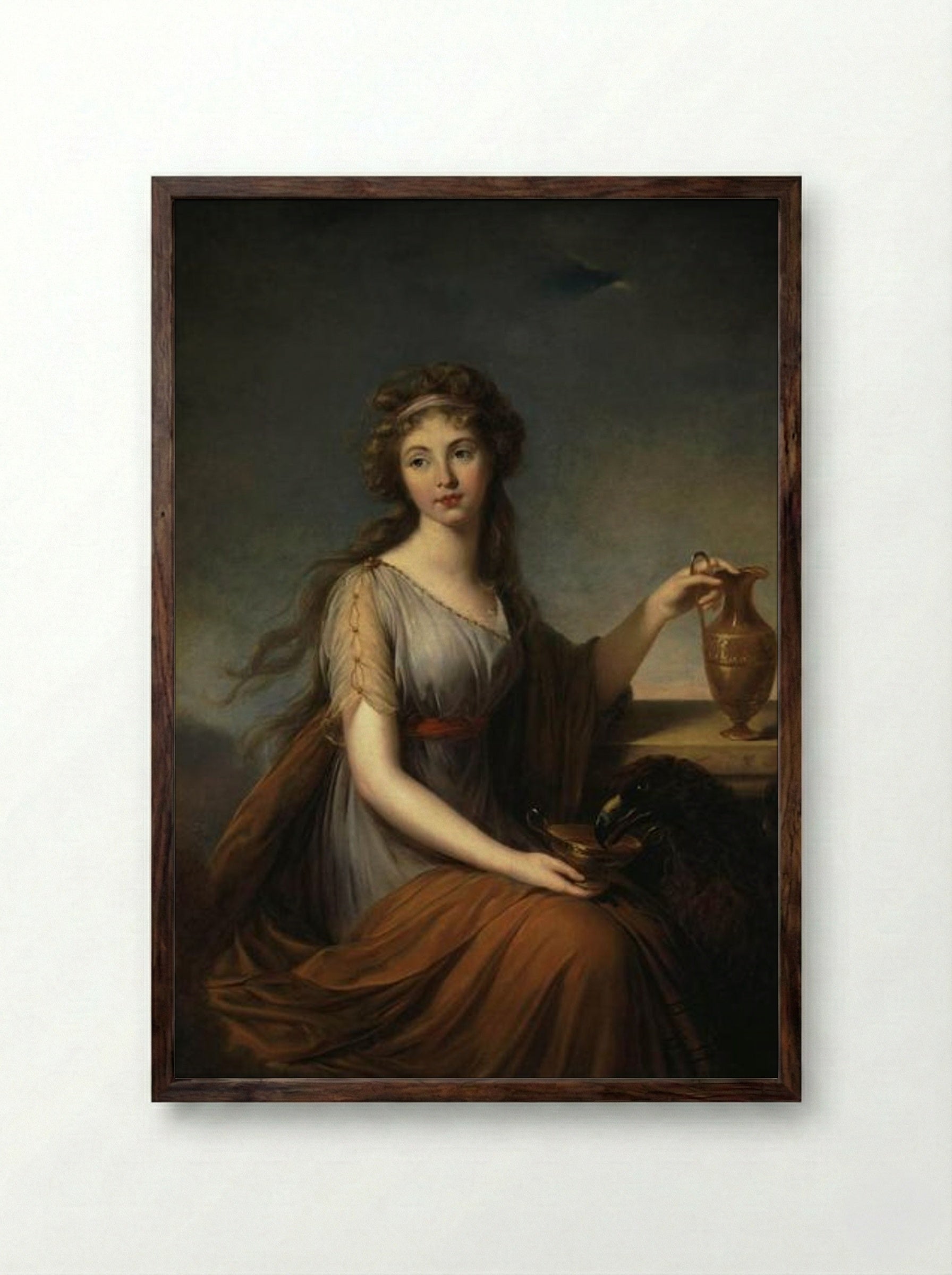 Portrait of Anna Pitt as Hebe - Louise Elisabeth Vigée Le Brun - Framed Print Dark Wood