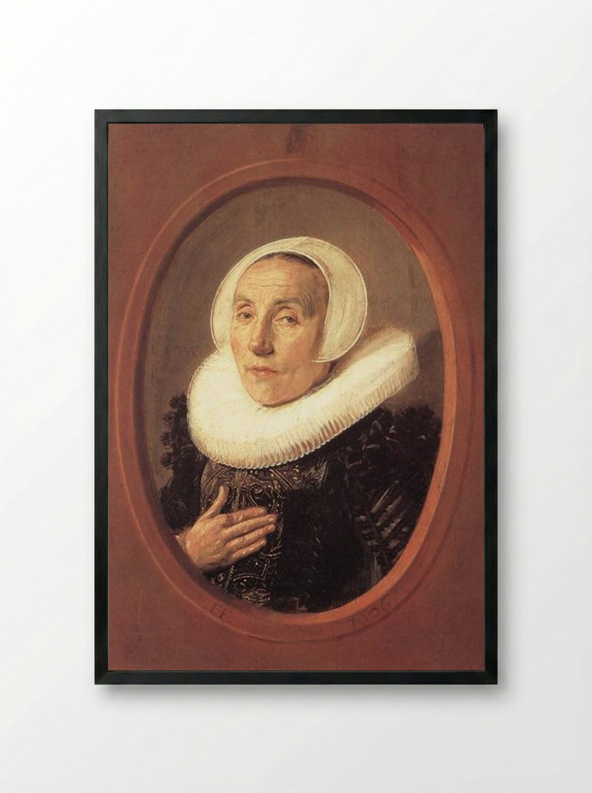 Portrait of Anna van der Aar - Frans Hals - Framed Print Black