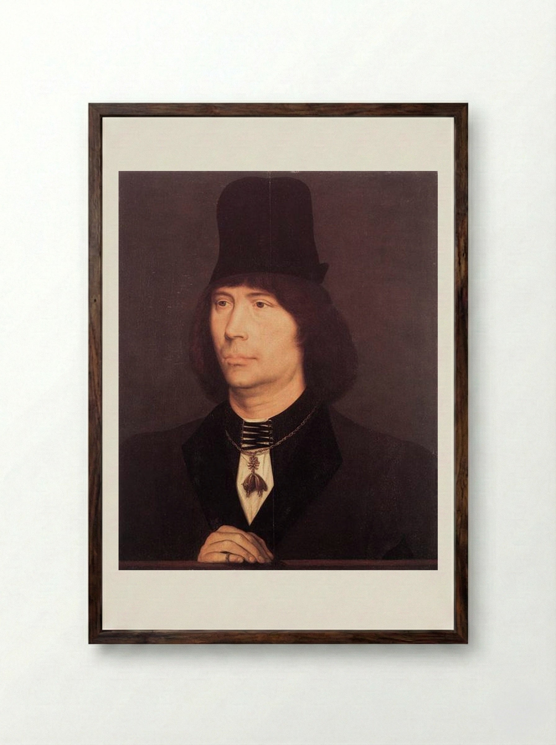 Portrait of Anthony of Burgundy - Hans Memling - Framed Print Dark Wood