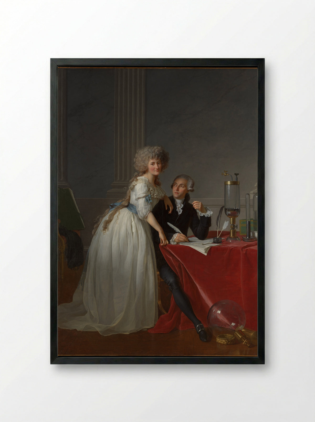 Portrait of Antoine-Laurent Lavoisier and his Wife - Jacques-Louis David - Framed Print Black