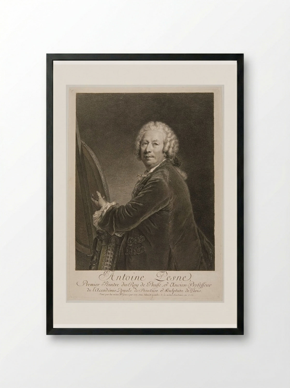 Portrait of Antoine Pesne - Georg Friedrich Schmidt - Framed Print Black