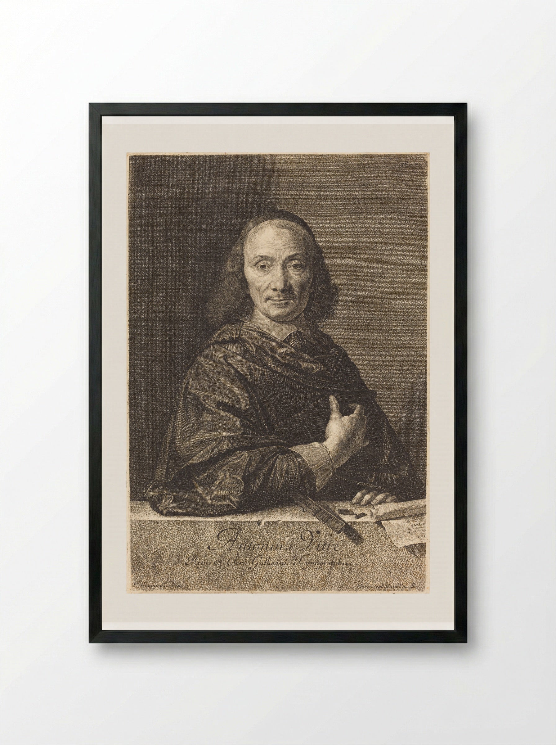 Portrait of Antoine Vitré - Jean Morin - Framed Print Black