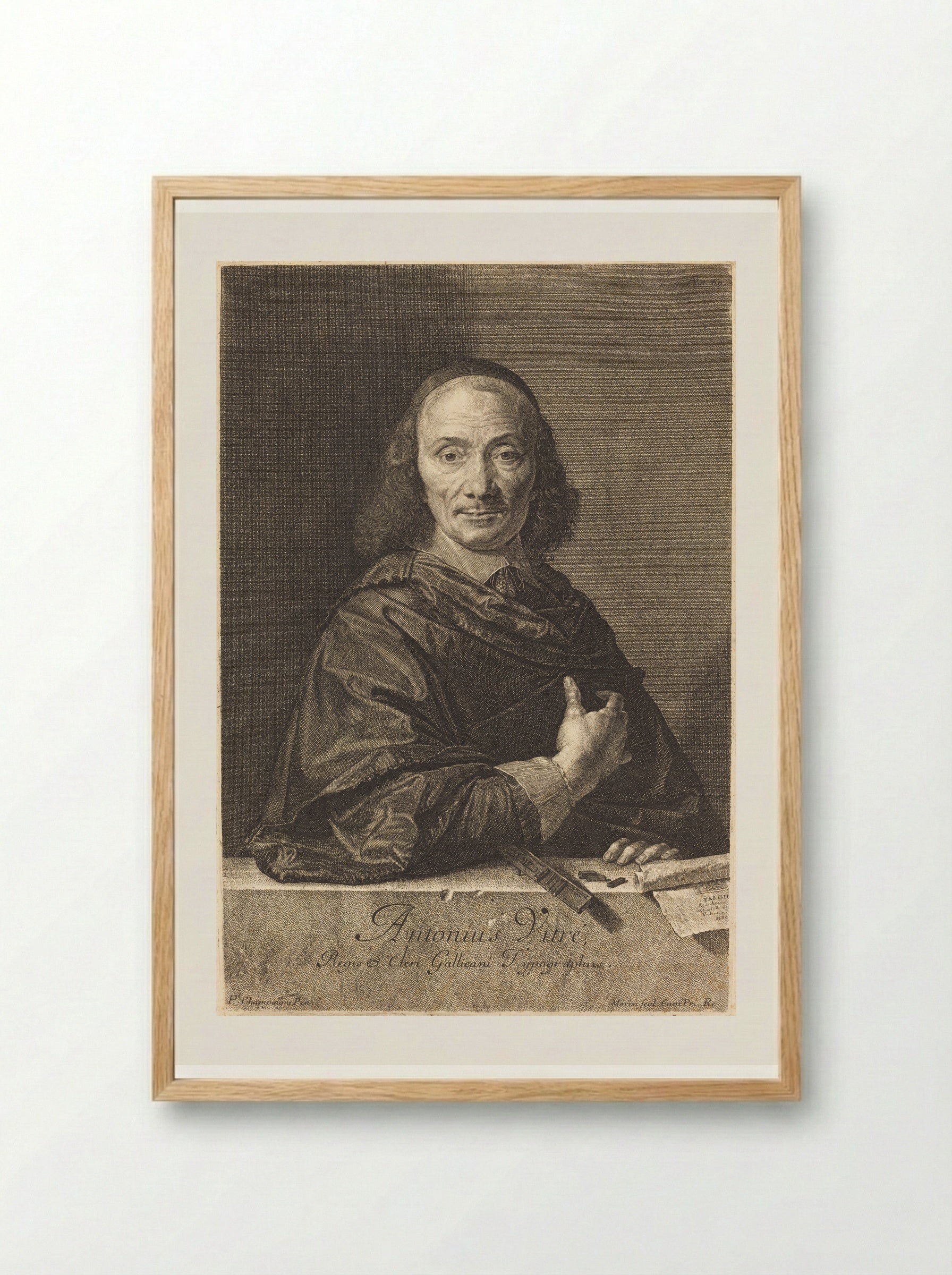 Portrait of Antoine Vitré - Jean Morin - Framed Print Wood