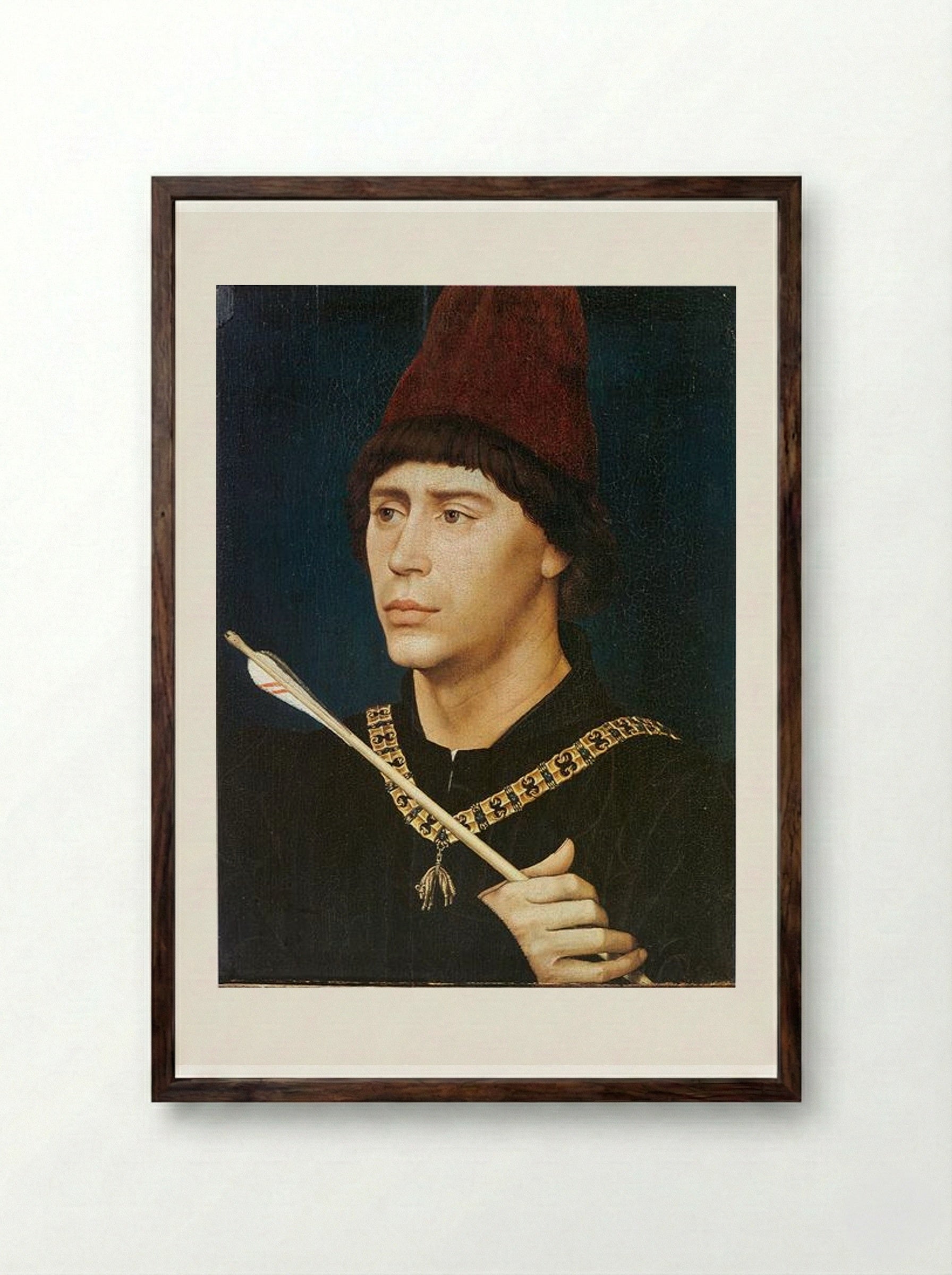Portrait of Antoine, bastard of Burgundy - Rogier van der Weyden - Framed Print Dark Wood