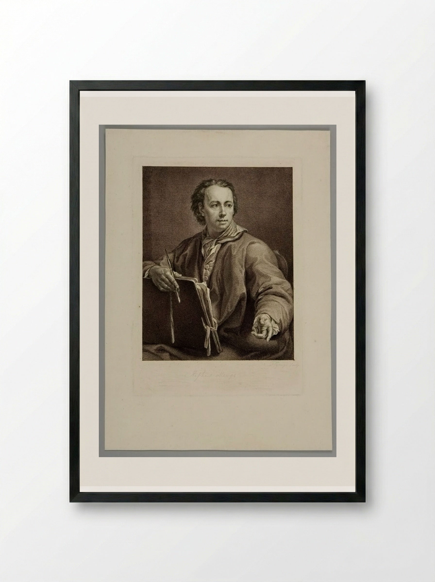 Portrait of Anton Raphael Mengs - Domenico Cunego - Framed Print Black