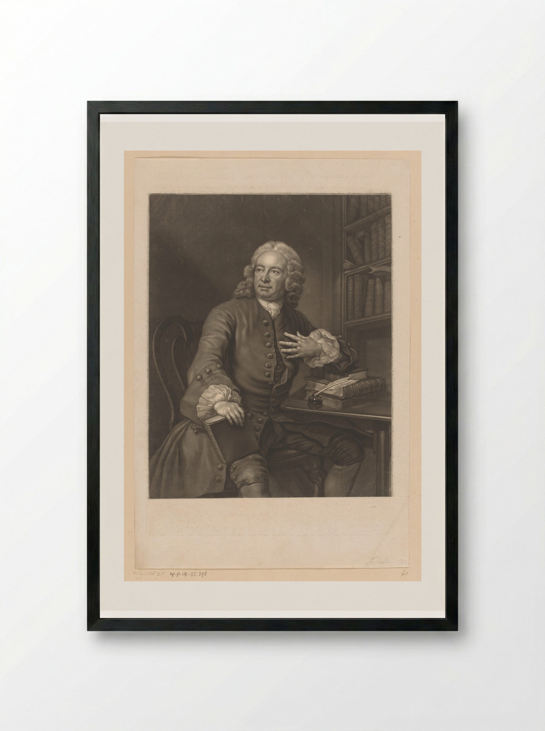 Portrait of Archibald Bower - James McArdell - Framed Print Black