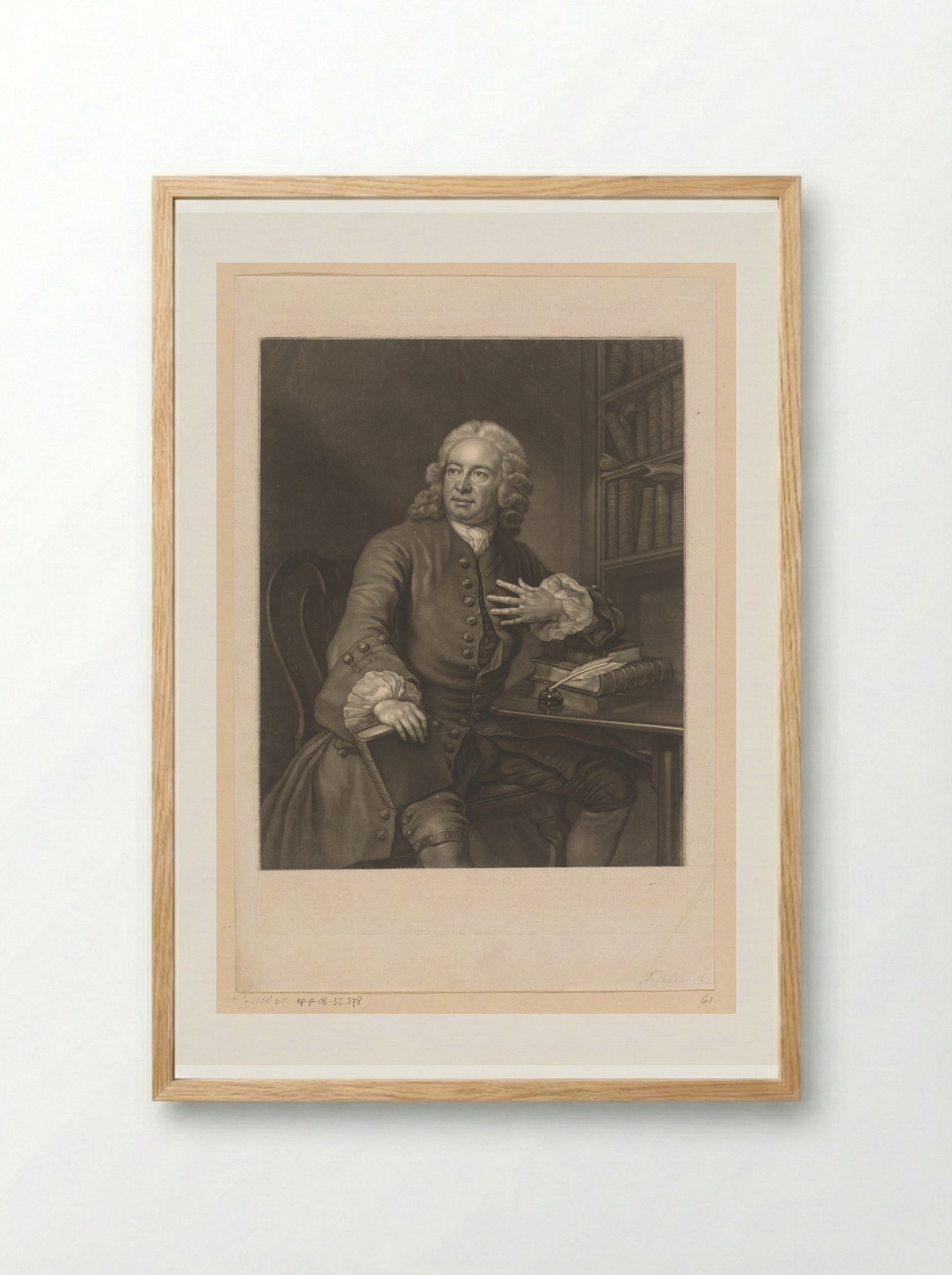 Portrait of Archibald Bower - James McArdell - Framed Print Wood
