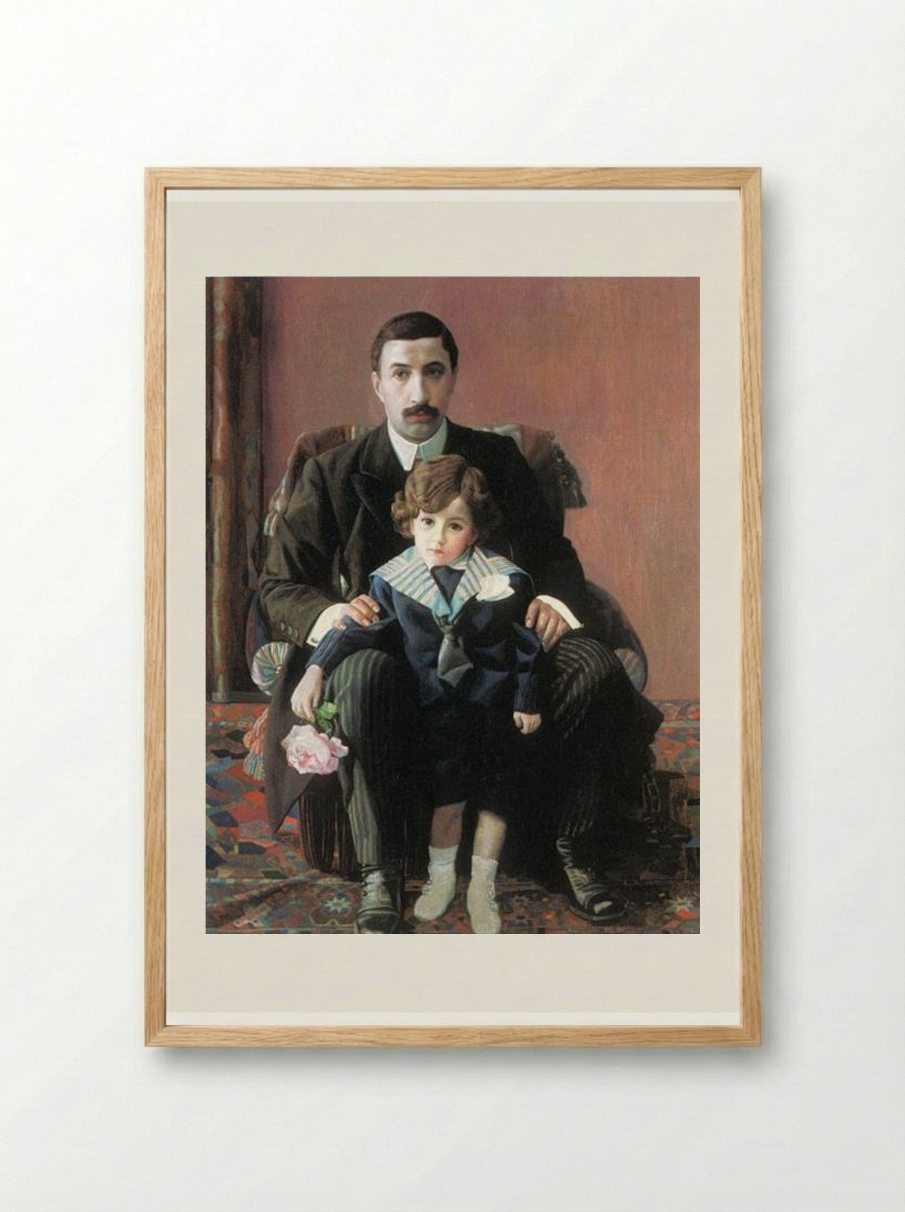 Portrait of Arman Frantsevich Aziber and his son - Pavel Filonov - Framed Print Wood