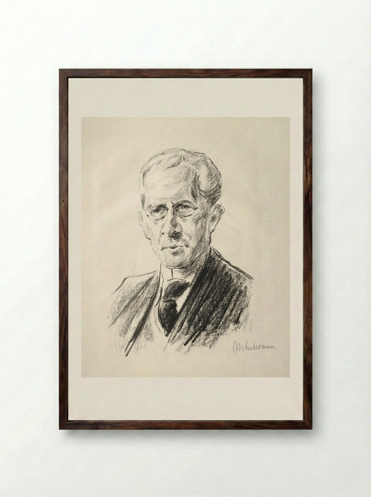 Portrait of Arno Holz - Max Liebermann - Framed Print Dark Wood