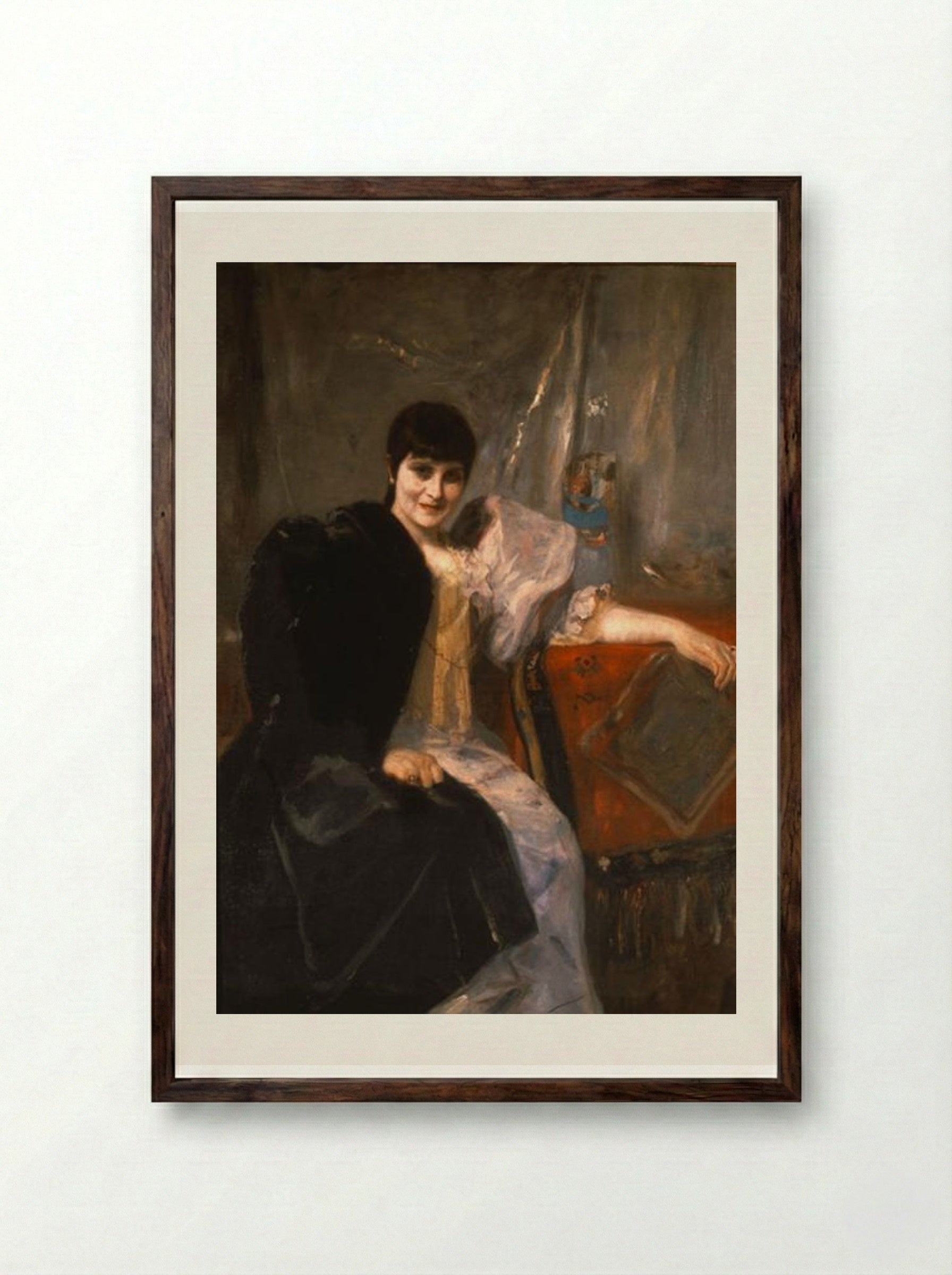 Portrait of Artemis Gyzi - Nikolaos Gyzis - Framed Print Dark Wood