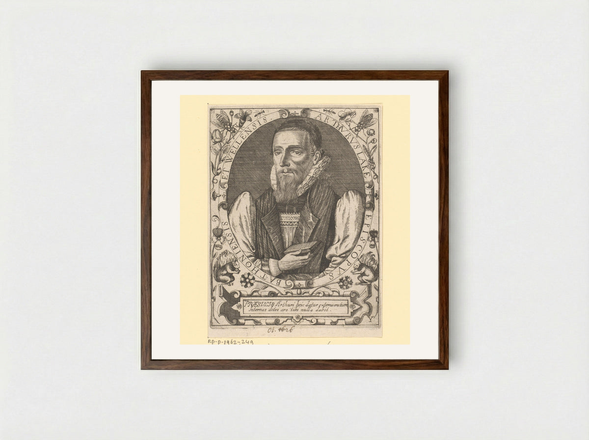 Portrait of Arthur Lake, Bishop of Bath and Wells - Paul de Zetter - Framed Print Dark Wood