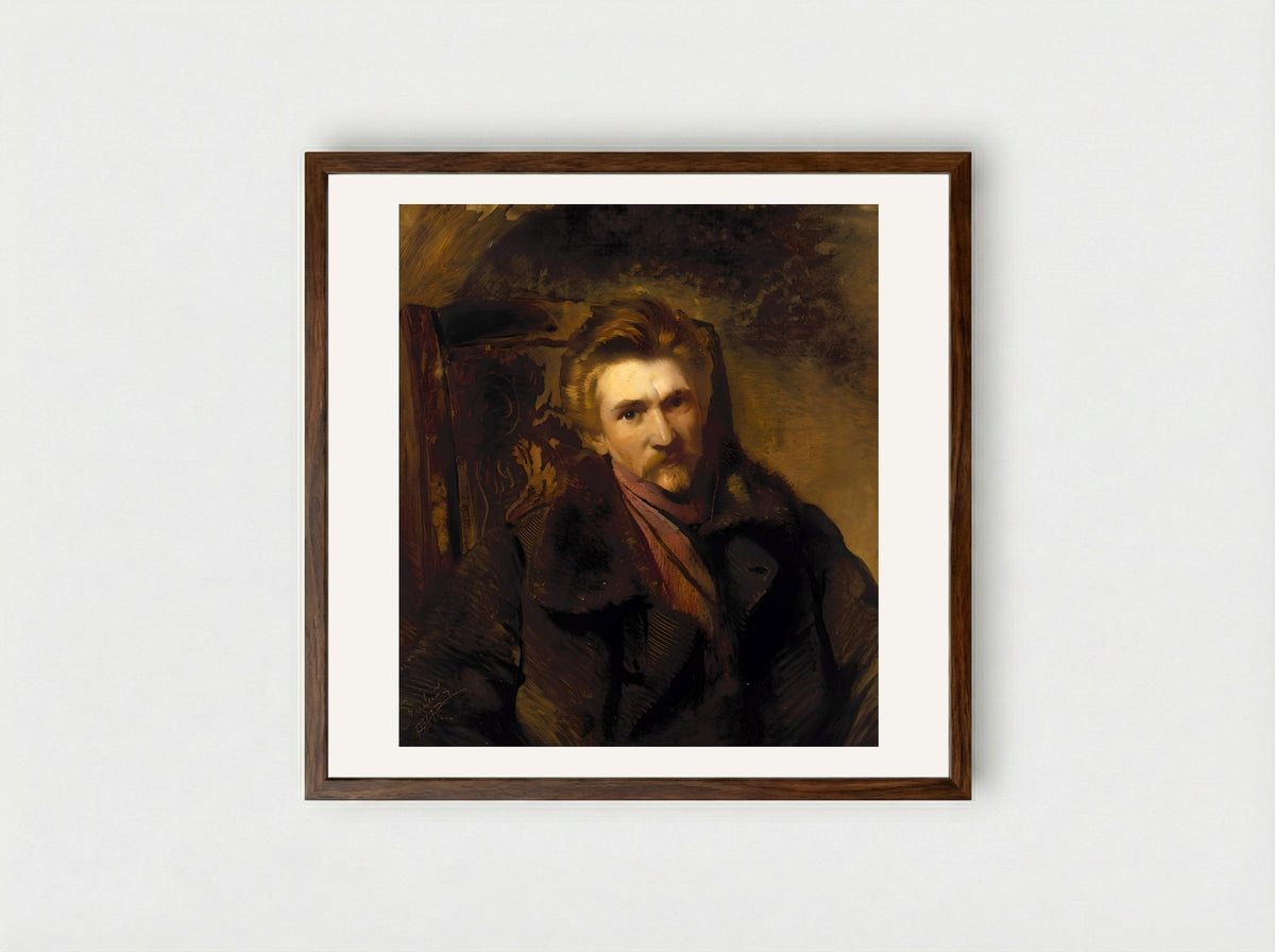 Portrait of Artist Alexander Popov - Konstantin Makovsky - Framed Print Dark Wood