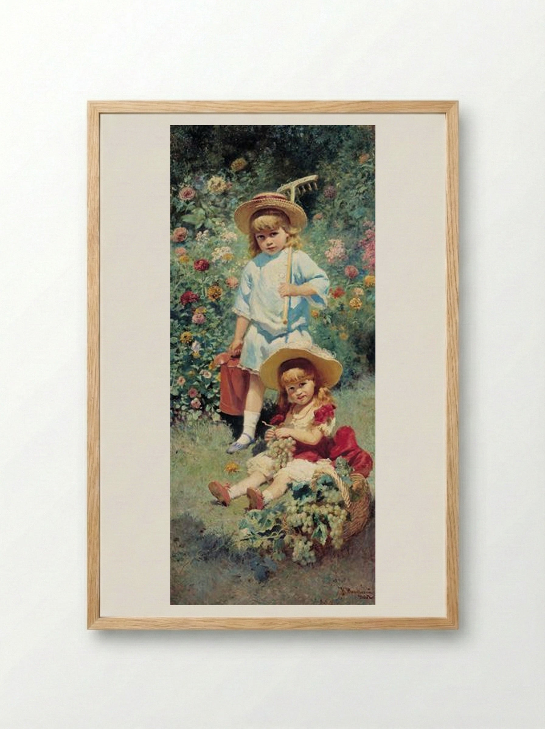 Portrait of Artist's Children - Konstantin Makovsky - Framed Print Wood